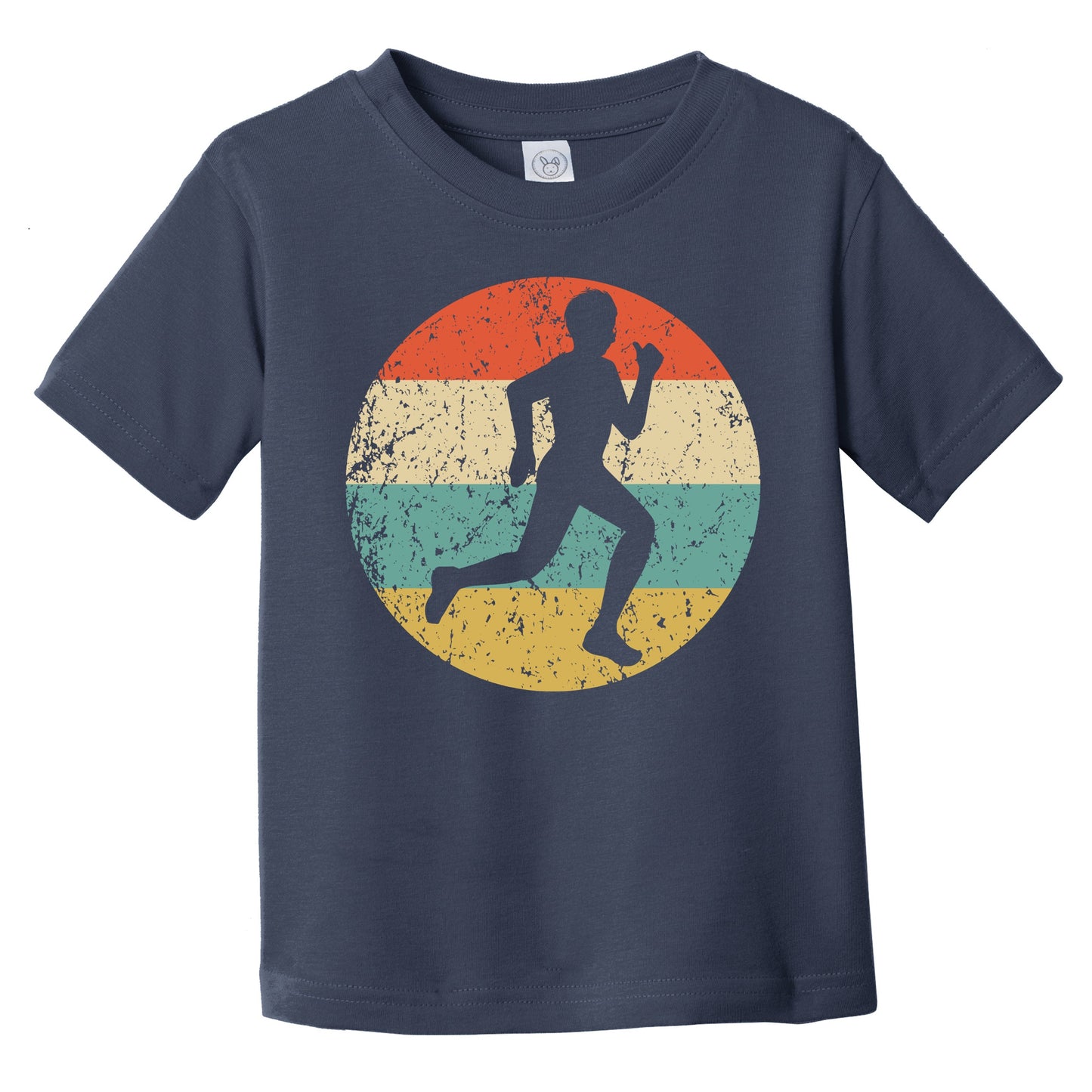 Runner Cross Country Marathon Silhouette Retro Sports Infant Toddler T-Shirt