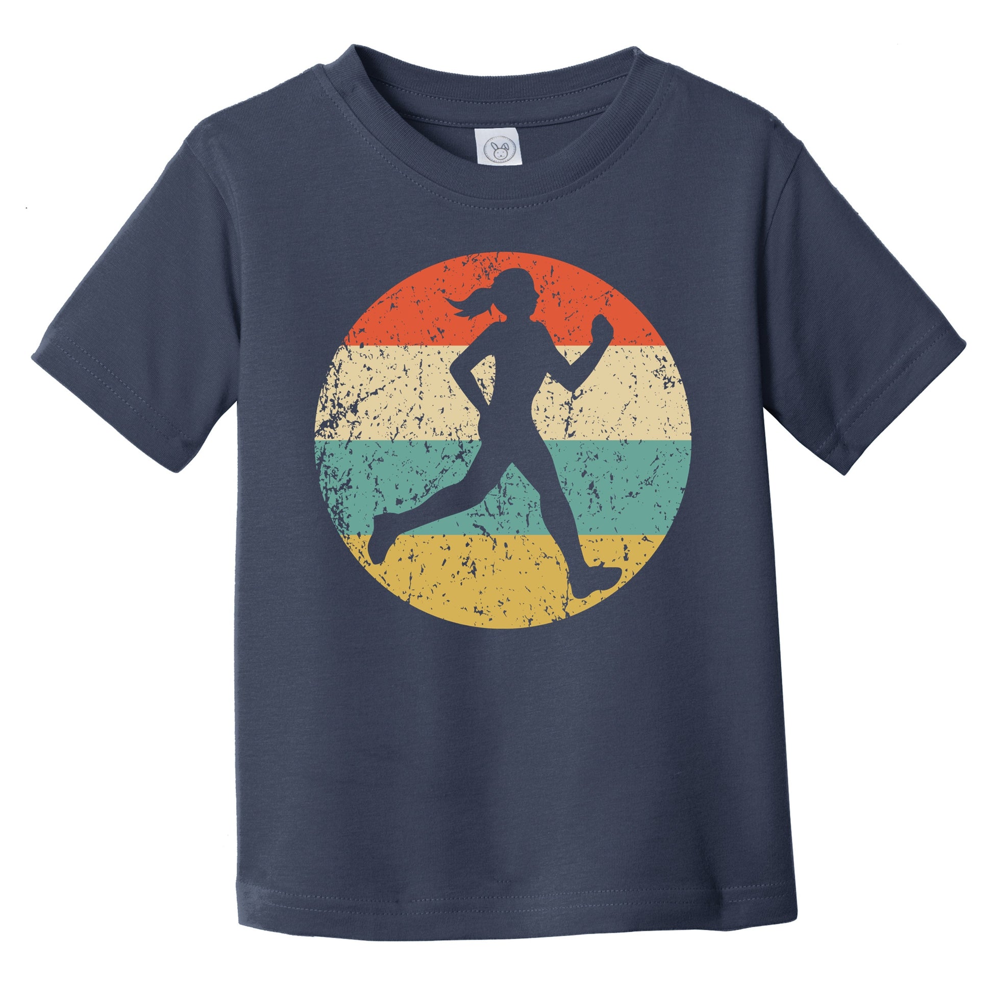 Female Runner Cross Country Marathon Silhouette Retro Sports Infant Toddler T-Shirt