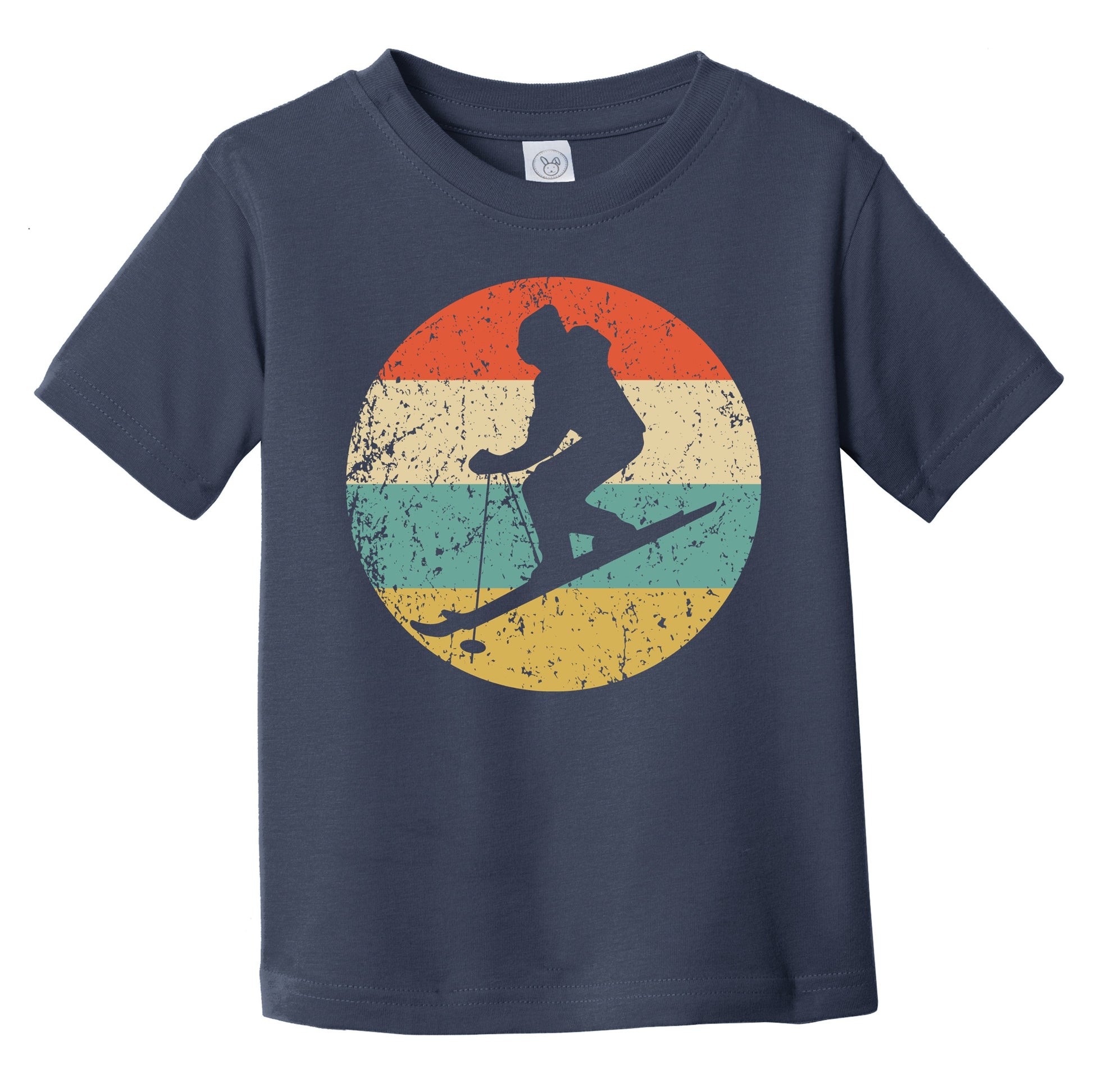 Downhill Skier Skiing Silhouette Retro Winter Sports Infant Toddler T-Shirt