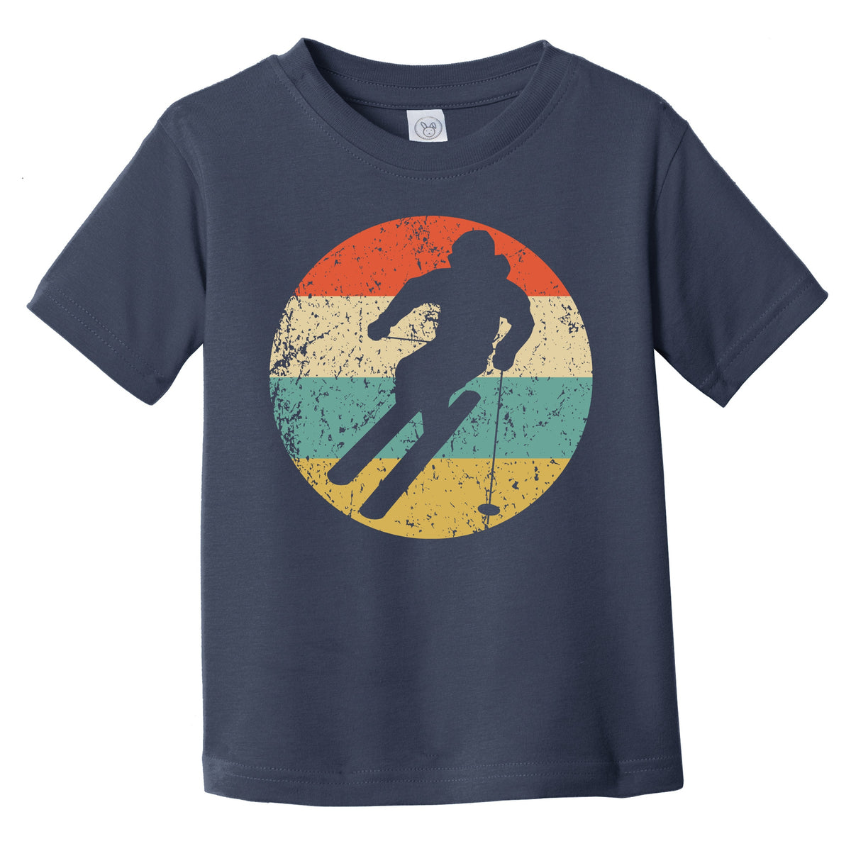 Downhill Skier Skiing Silhouette Retro Winter Sports Infant Toddler T-Shirt