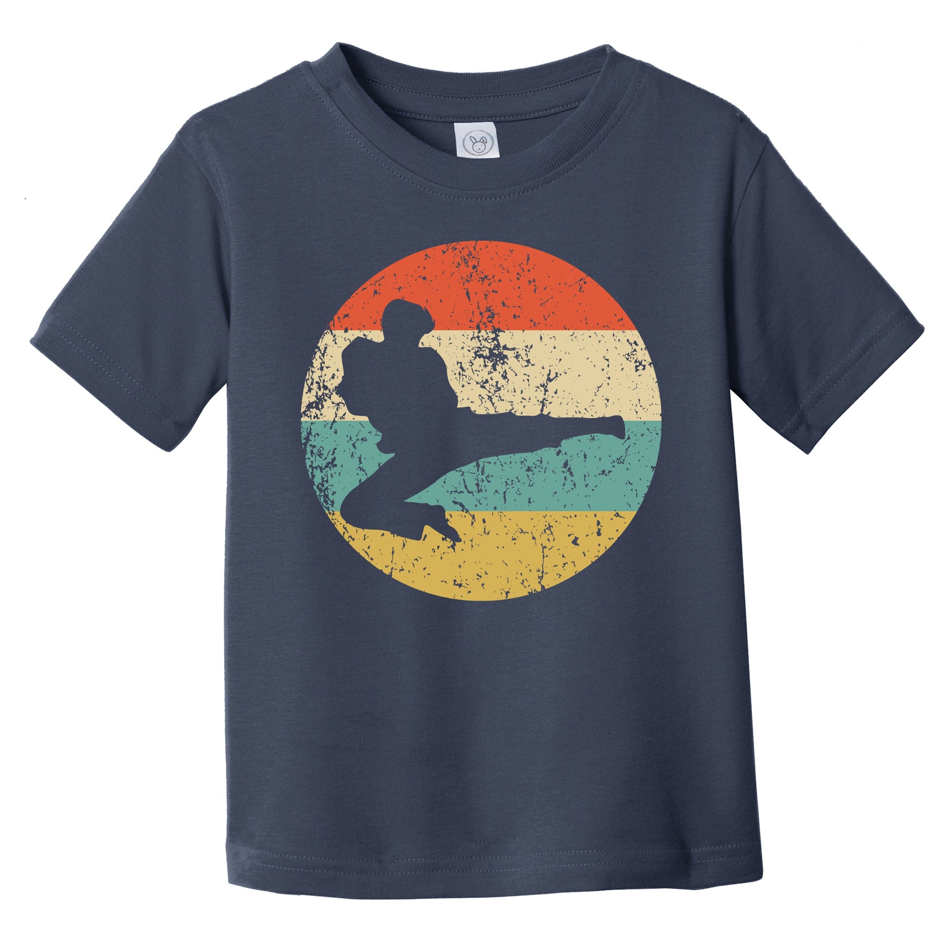 Karate Jump Kick Taekwondo Silhouette Retro Martial Arts Infant Toddler T-Shirt
