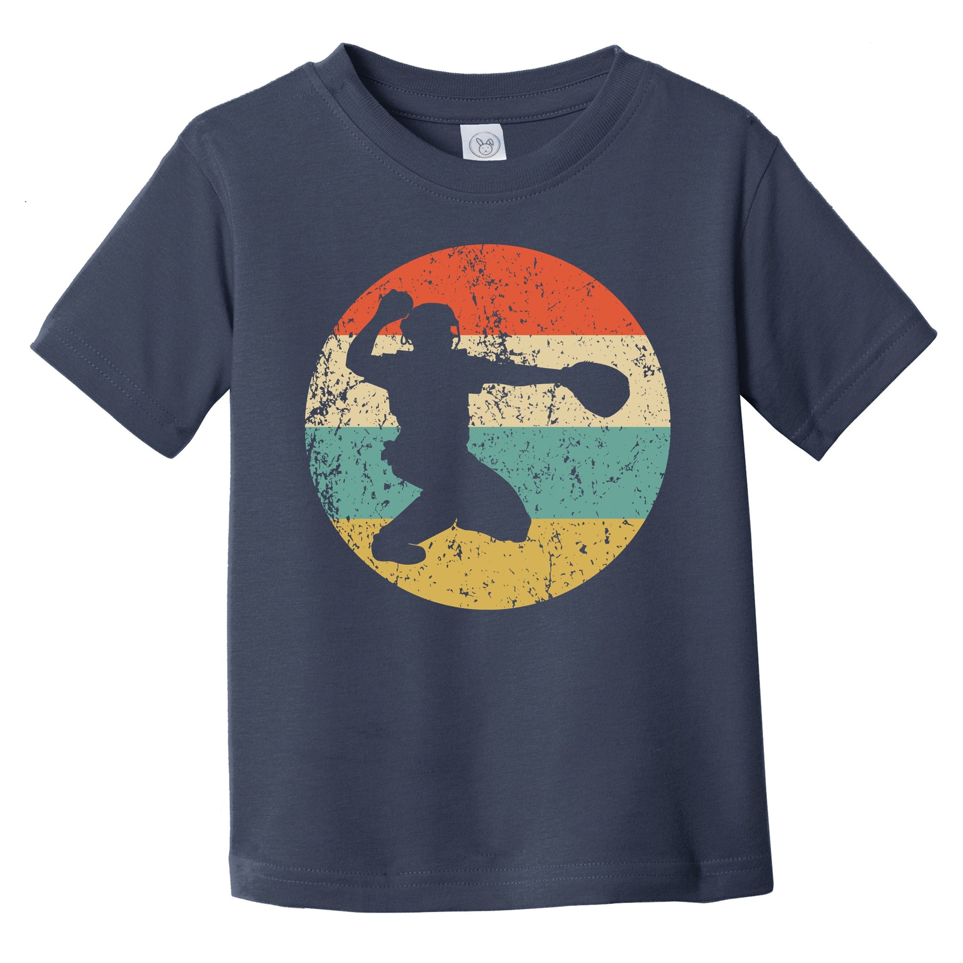 Baseball Player Catcher Silhouette Retro Sports Infant Toddler T-Shirt