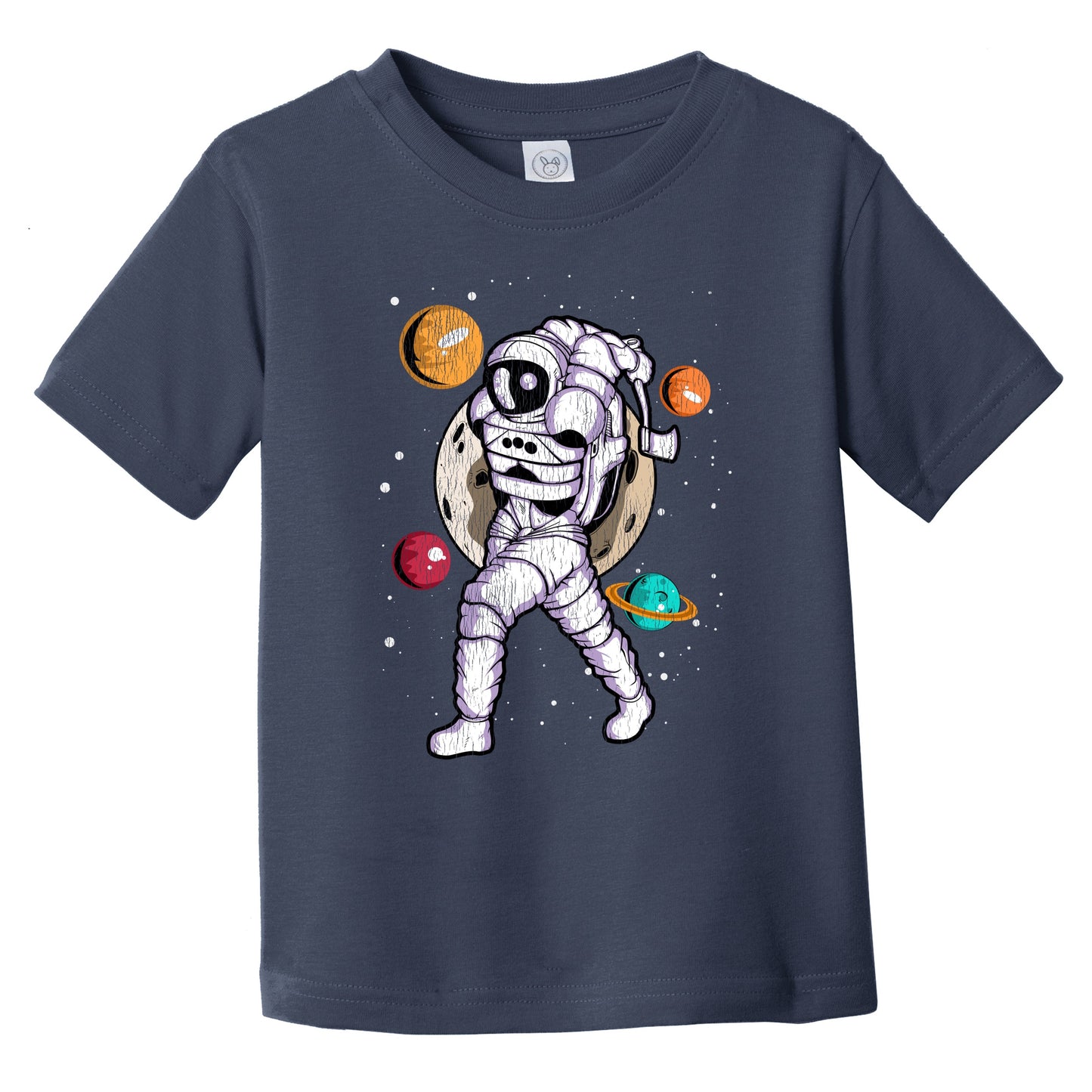 Axe Throwing Astronaut Outer Space Spaceman Distressed Infant Toddler T-Shirt