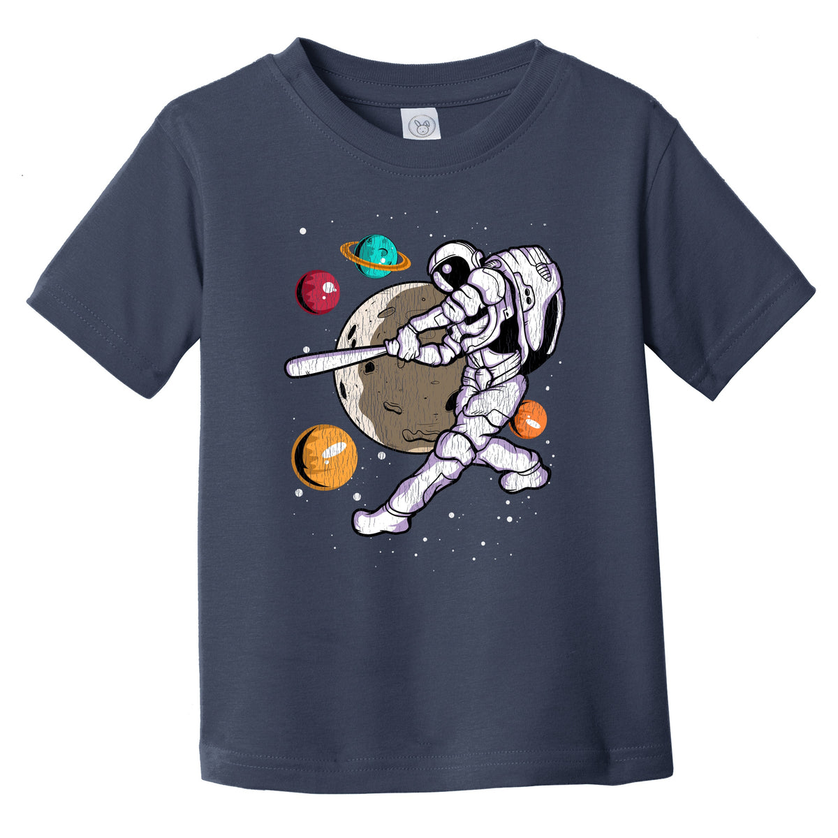 Baseball Batter Astronaut Outer Space Spaceman Distressed Infant Toddler T-Shirt