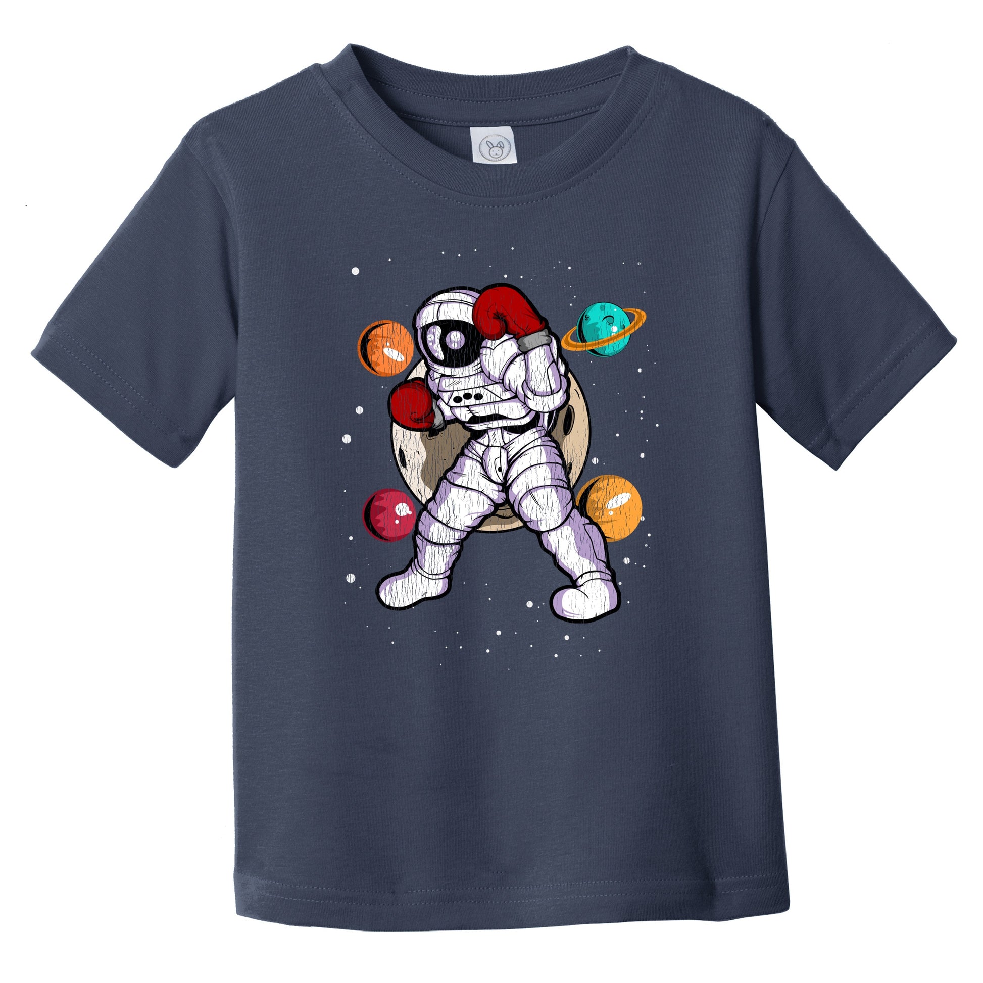 Boxing Astronaut Outer Space Spaceman Distressed Infant Toddler T-Shirt