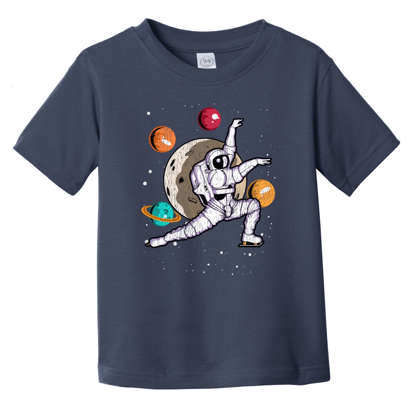 Figure Skating Astronaut Outer Space Spaceman Distressed Infant Toddler T-Shirt