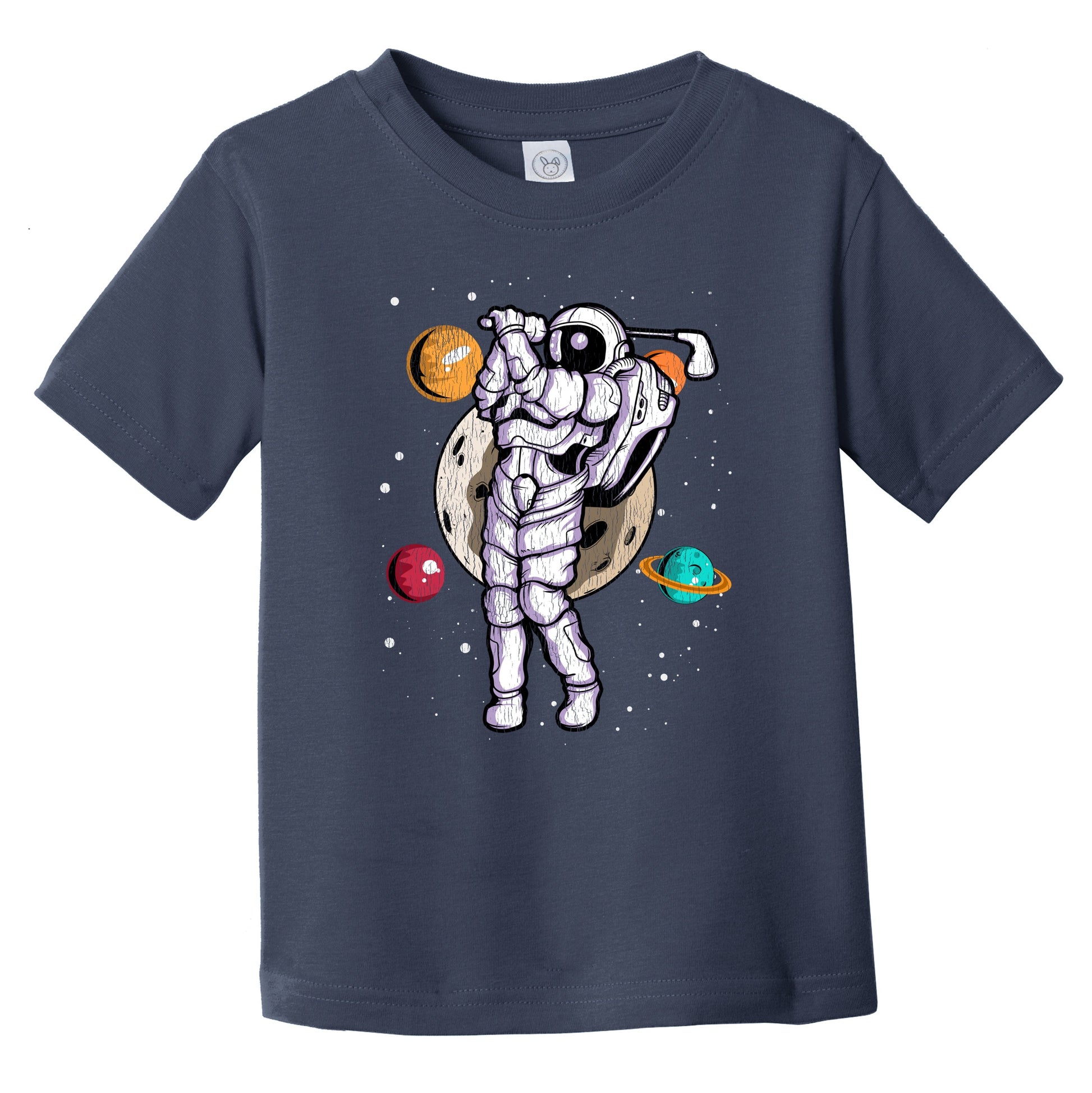 Golf Astronaut Outer Space Spaceman Distressed Infant Toddler T-Shirt