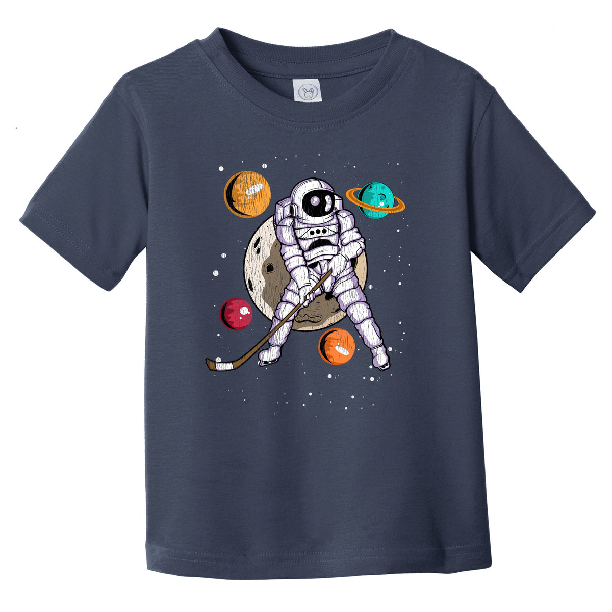 Hockey Astronaut Outer Space Spaceman Distressed Infant Toddler T-Shirt