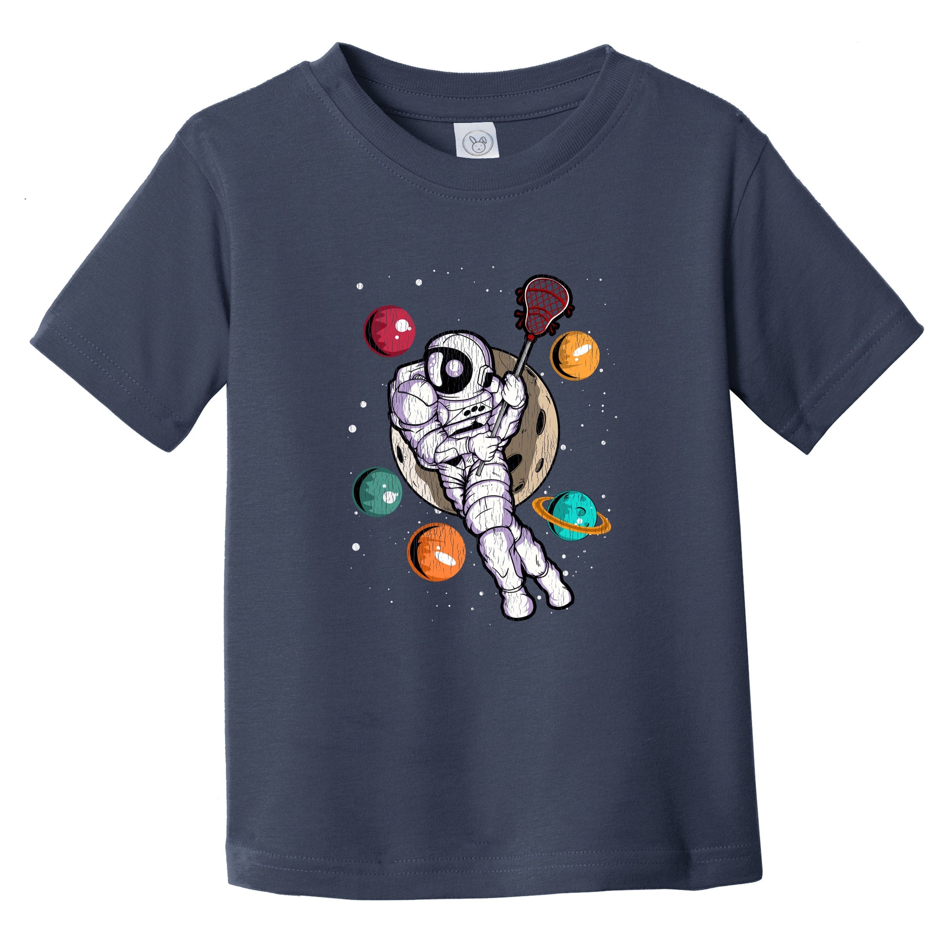 Lacrosse Astronaut Outer Space Spaceman Distressed Infant Toddler T-Shirt