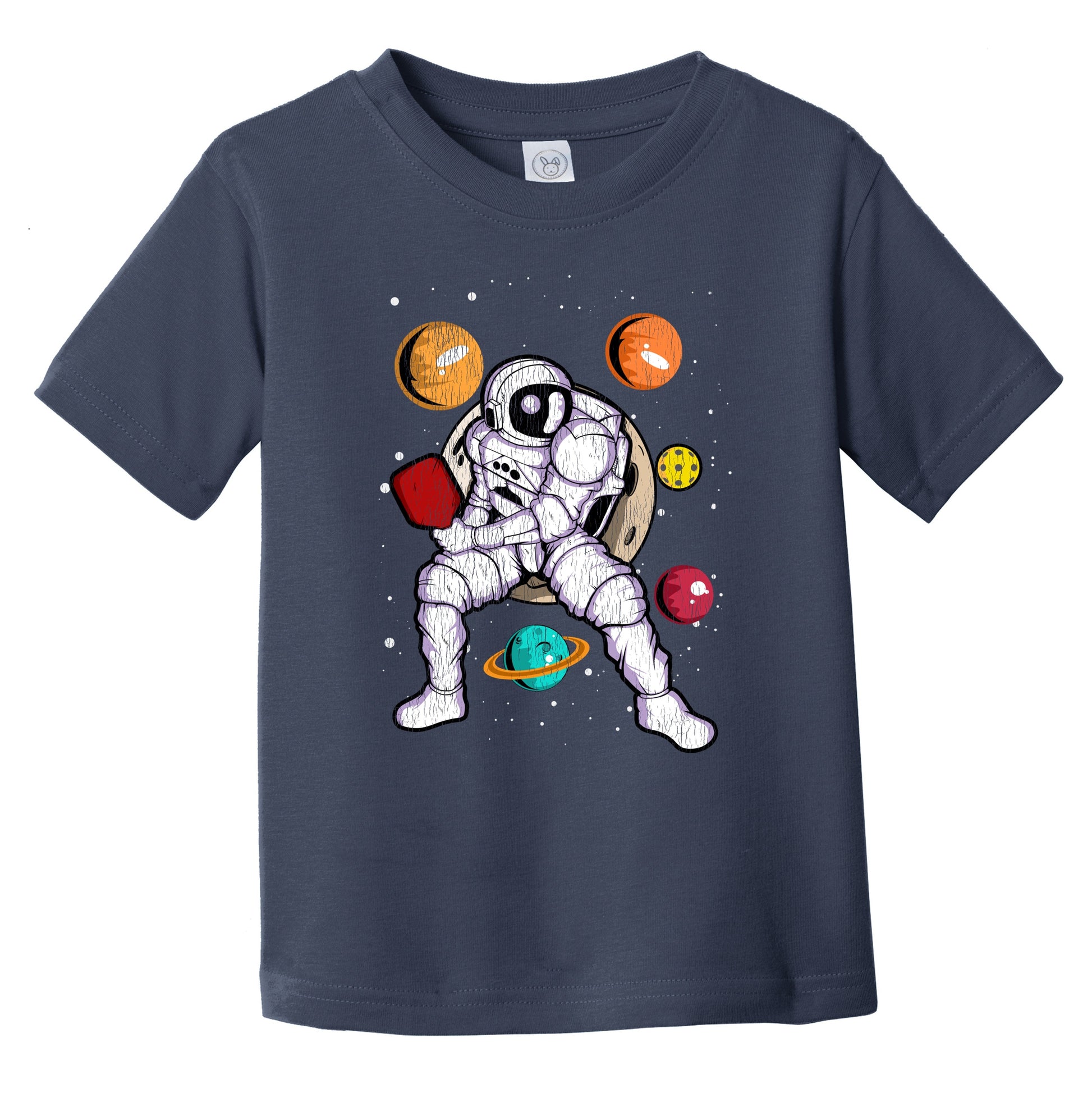 Pickleball Astronaut Outer Space Spaceman Distressed Infant Toddler T-Shirt