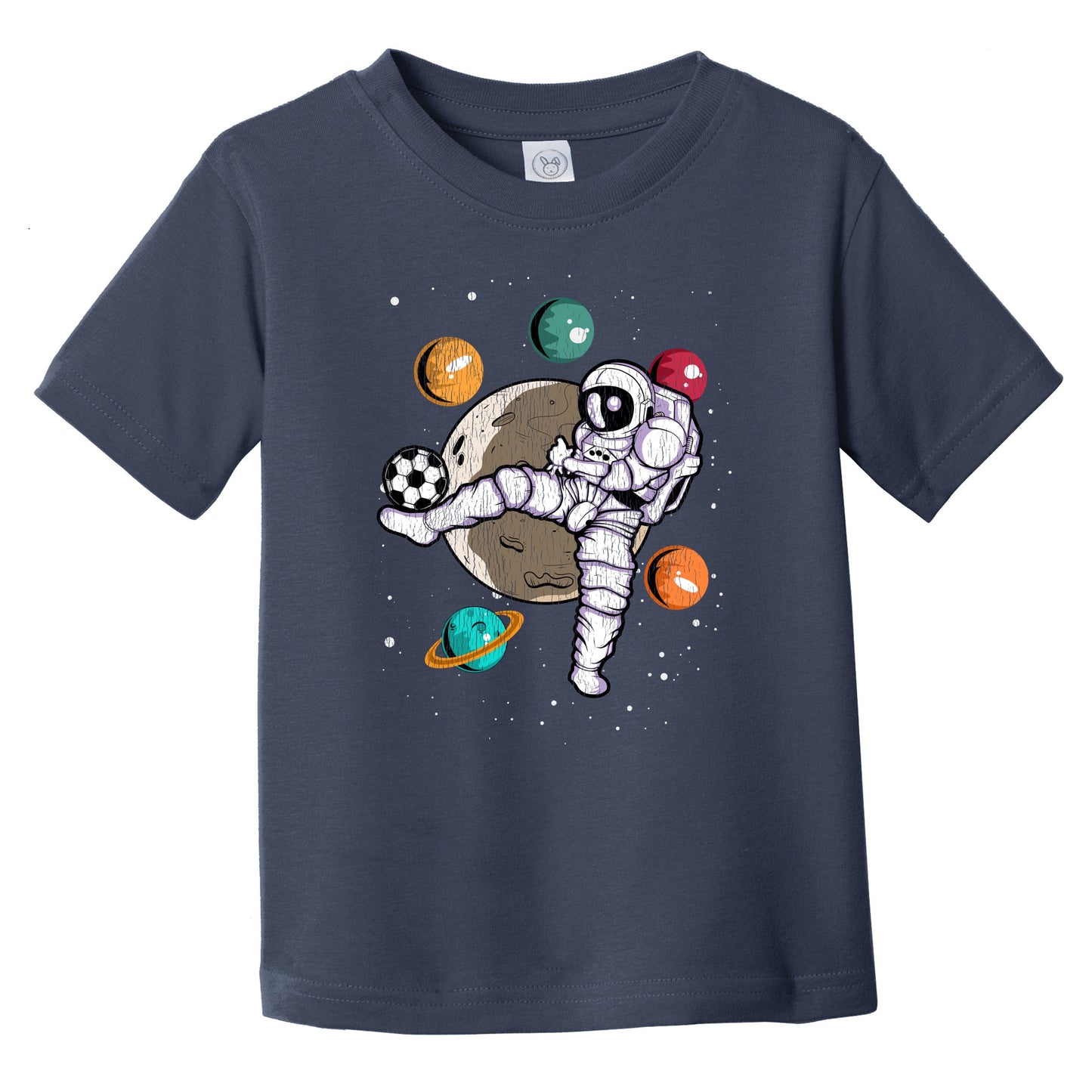 Soccer Astronaut Outer Space Spaceman Distressed Infant Toddler T-Shirt