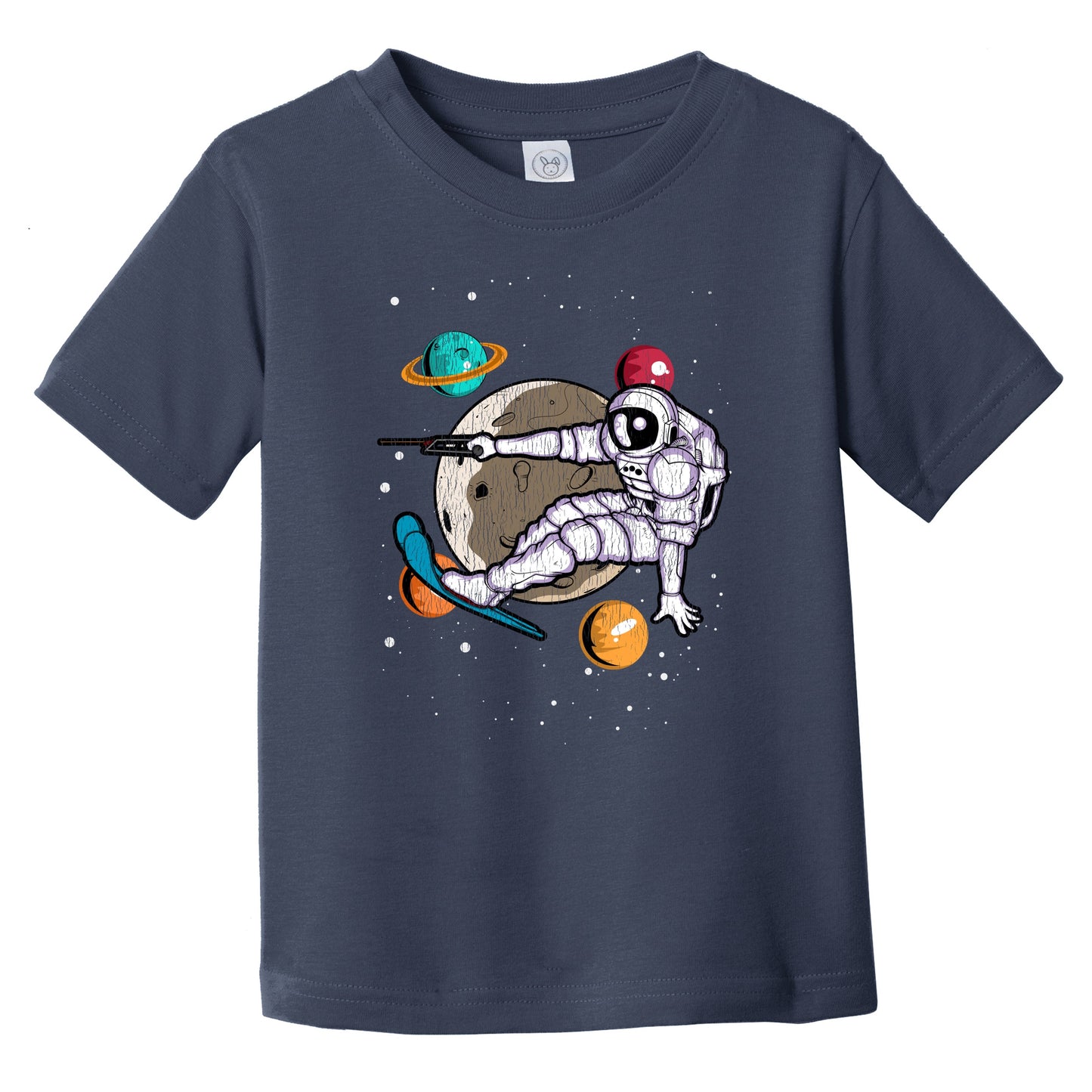 Waterskiing Astronaut Outer Space Spaceman Distressed Infant Toddler T-Shirt