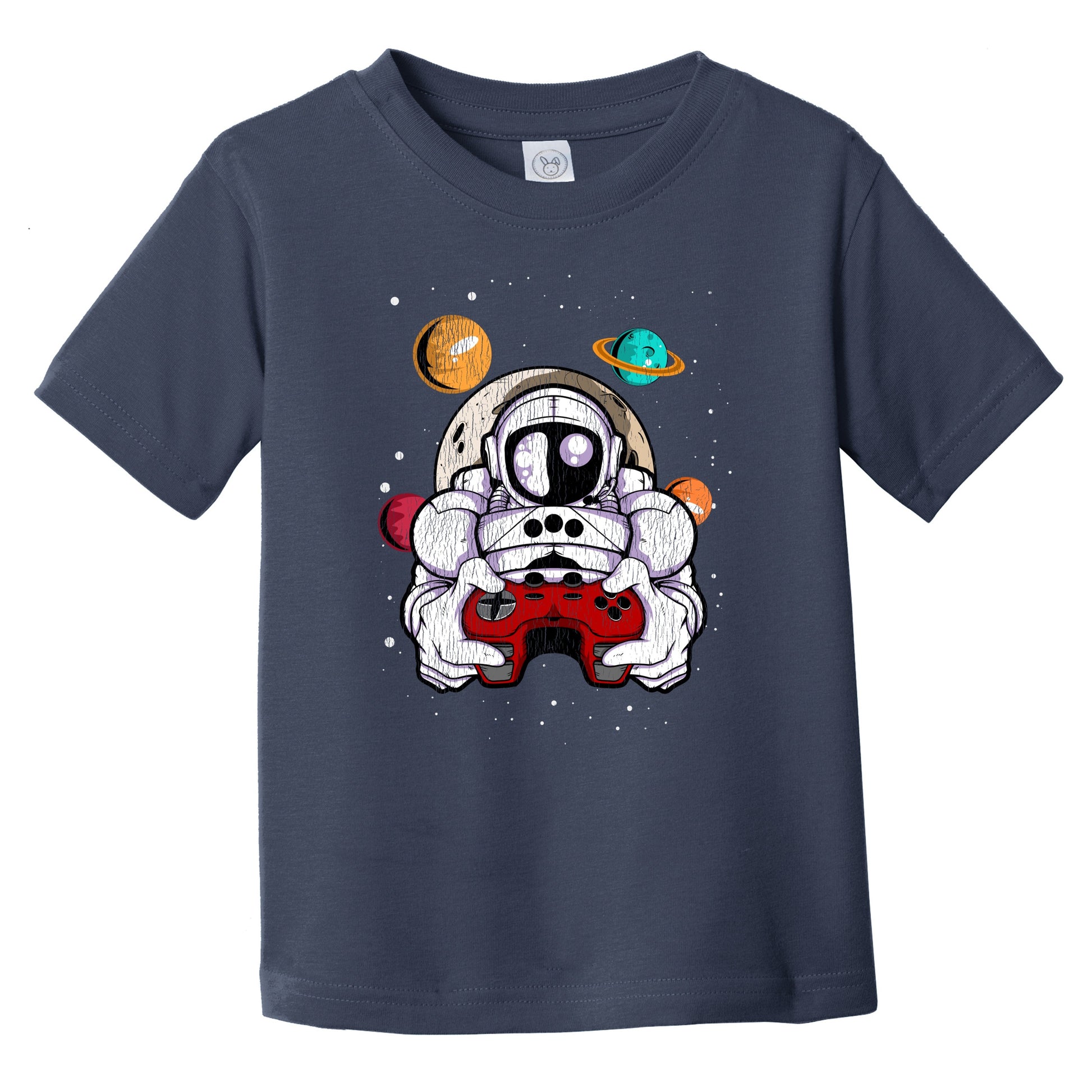 Gamer Astronaut Outer Space Spaceman Video Games Distressed Infant Toddler T-Shirt
