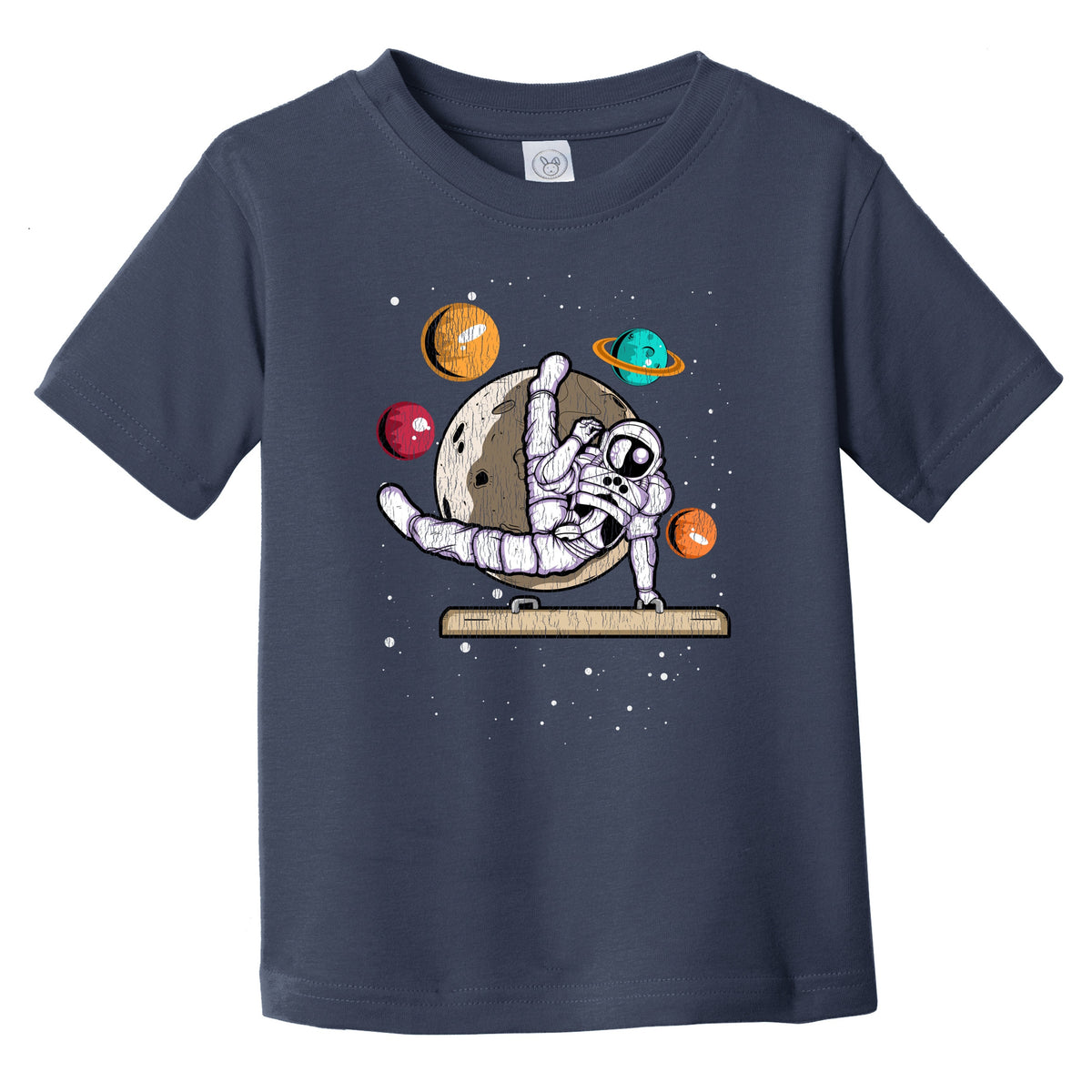 Male Gymnast Astronaut Outer Space Spaceman Gymnastics Distressed Infant Toddler T-Shirt