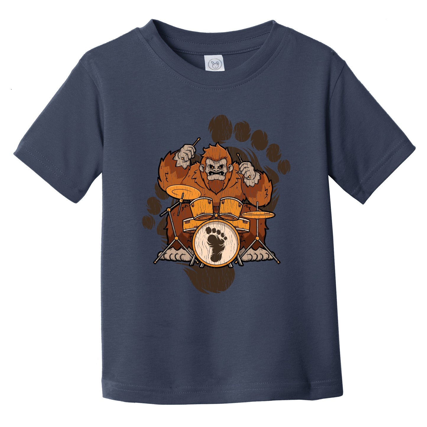 Toddler Bigfoot Drummer Shirt - Sasquatch Playing Drums Infant Toddler T-Shirt