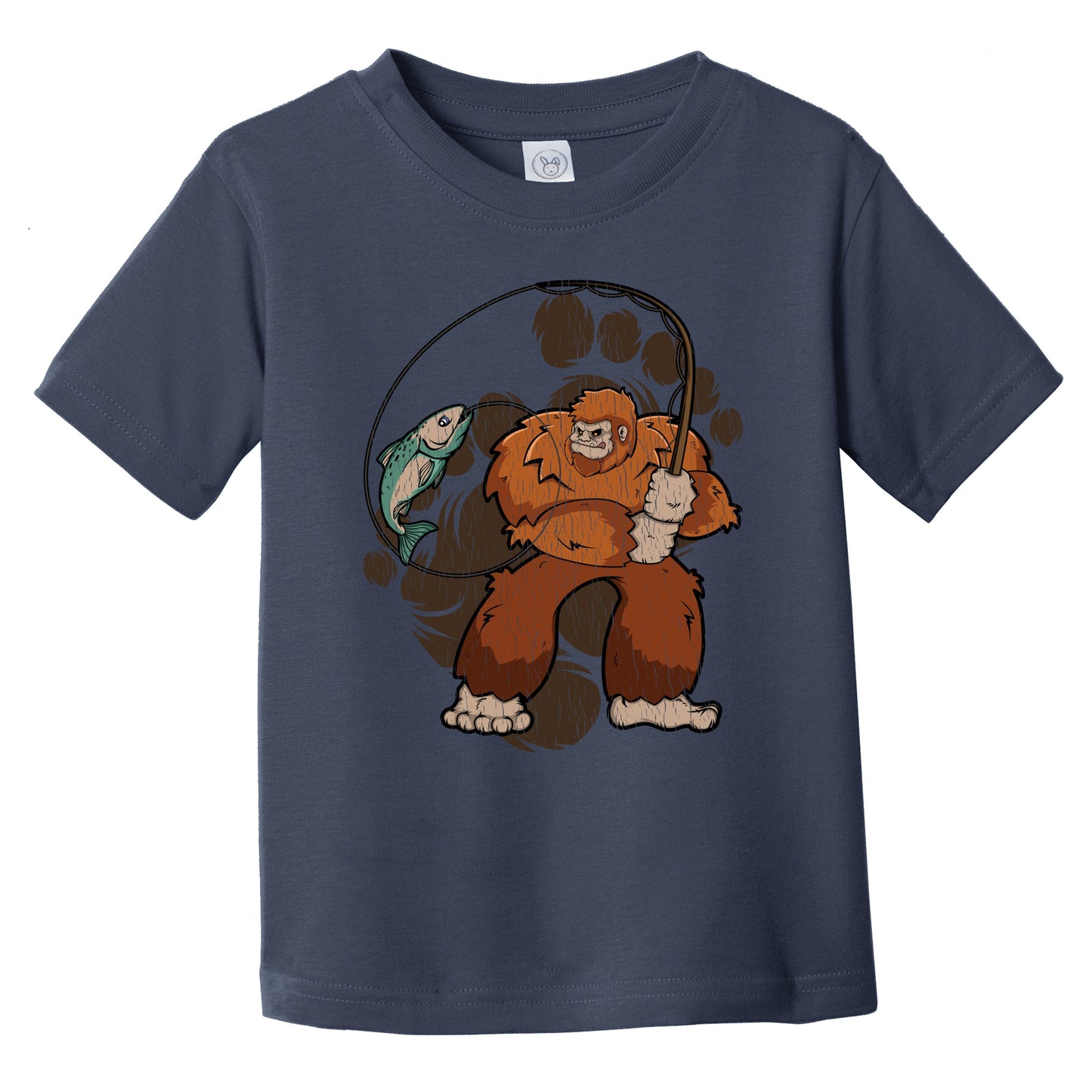 Toddler Bigfoot Fishing Shirt - Sasquatch Catching a Fish Infant Toddler T-Shirt