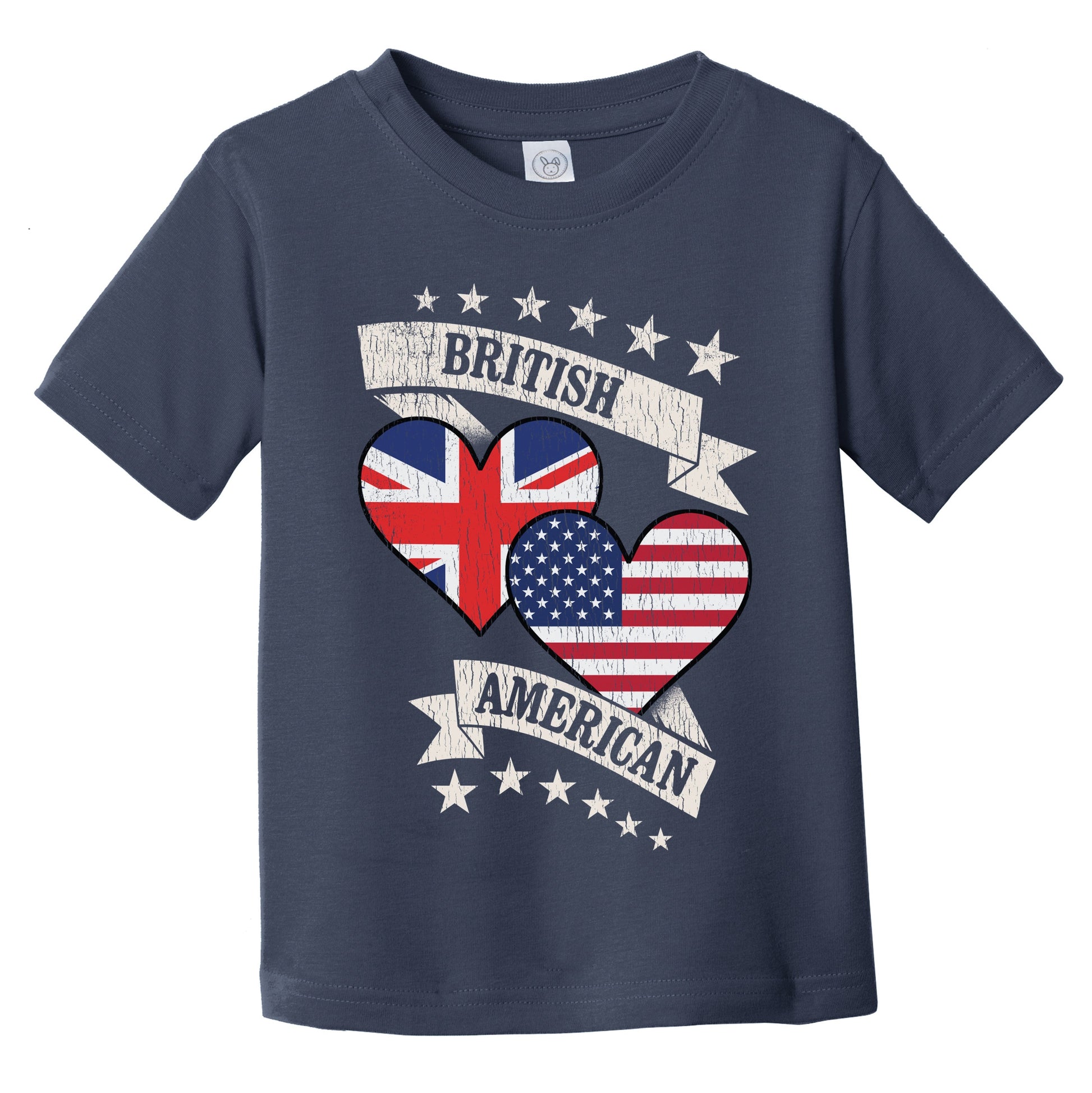British American Heart Flags United Kingdom America Infant Toddler T-Shirt
