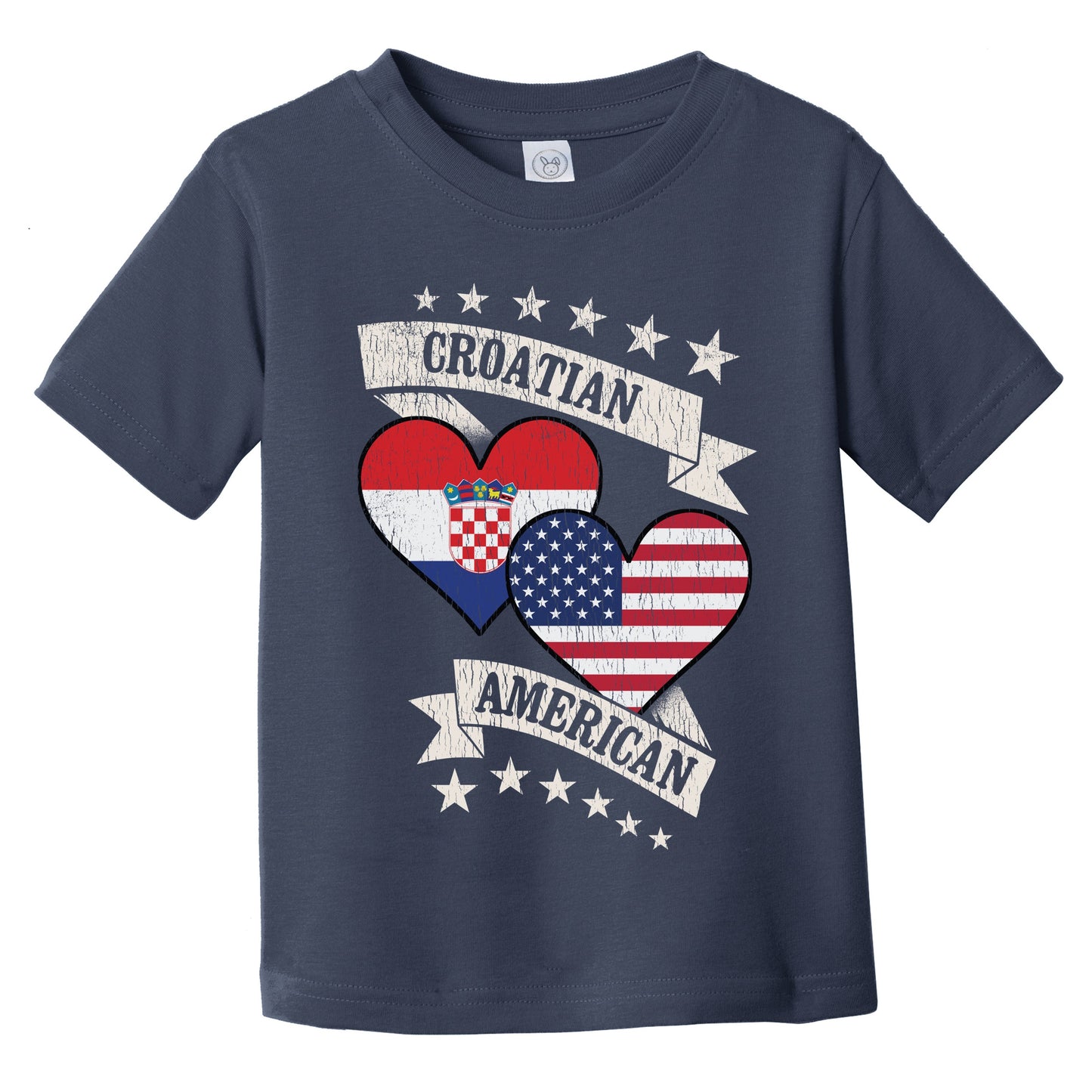 Croatian American Heart Flags Croatia America Infant Toddler T-Shirt