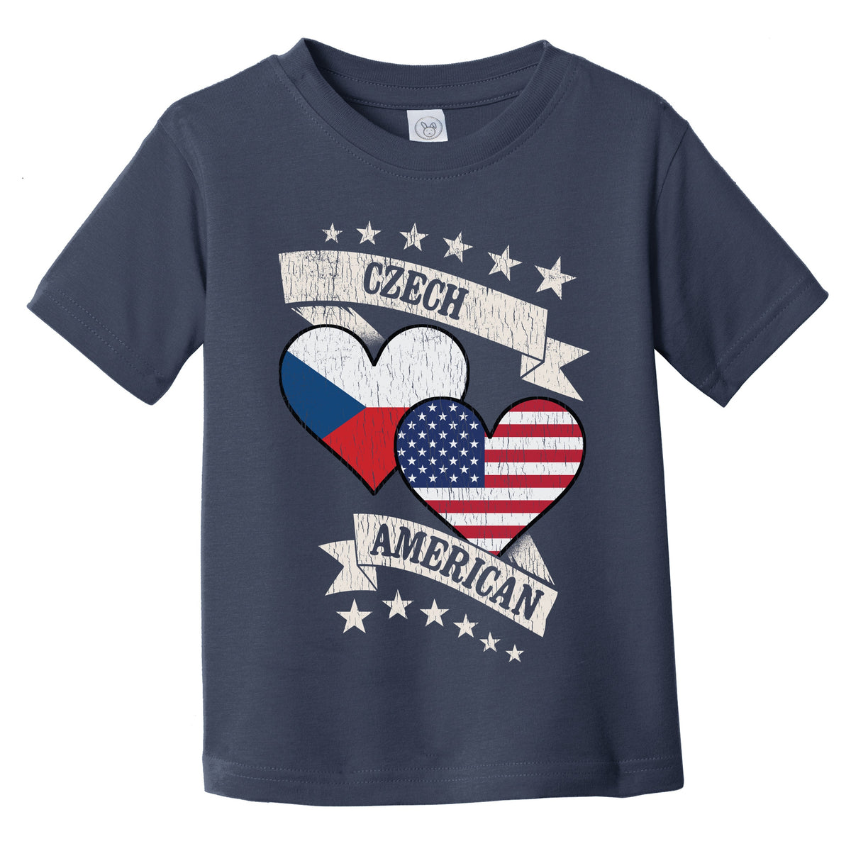 Czech American Heart Flags Czech Republic America Infant Toddler T-Shirt