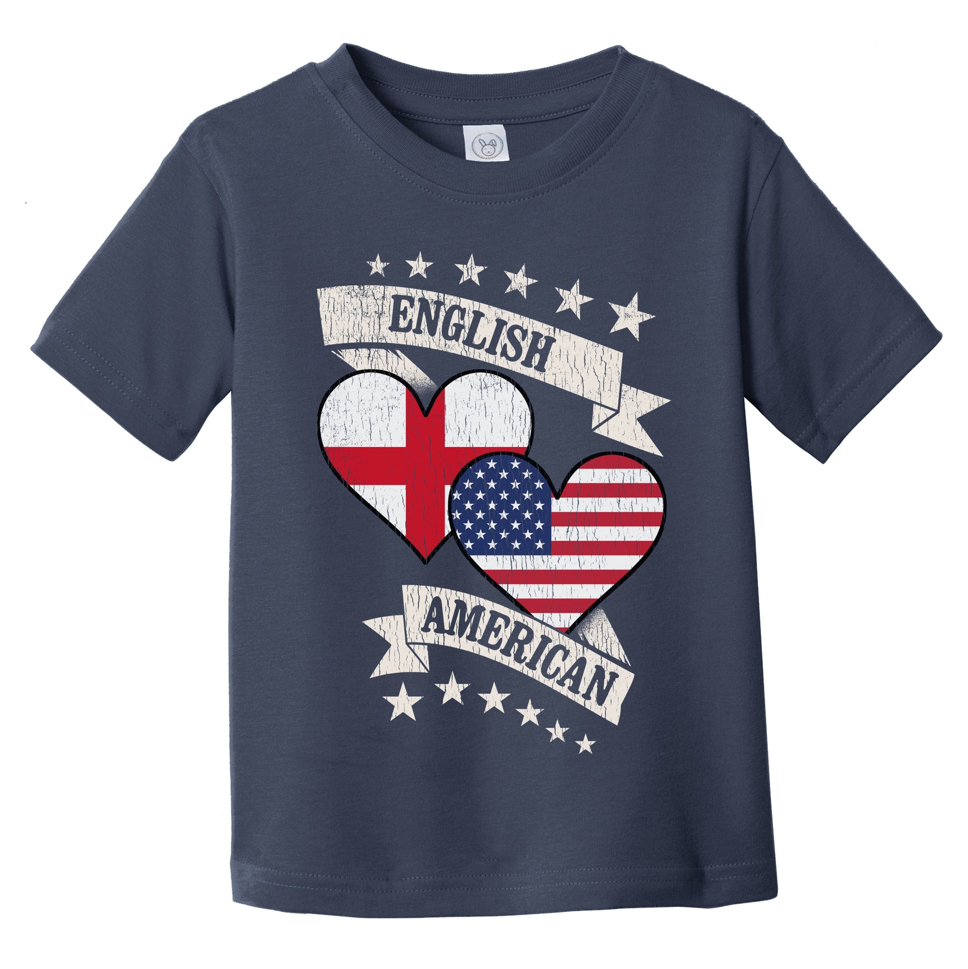 English American Heart Flags England America Infant Toddler T-Shirt