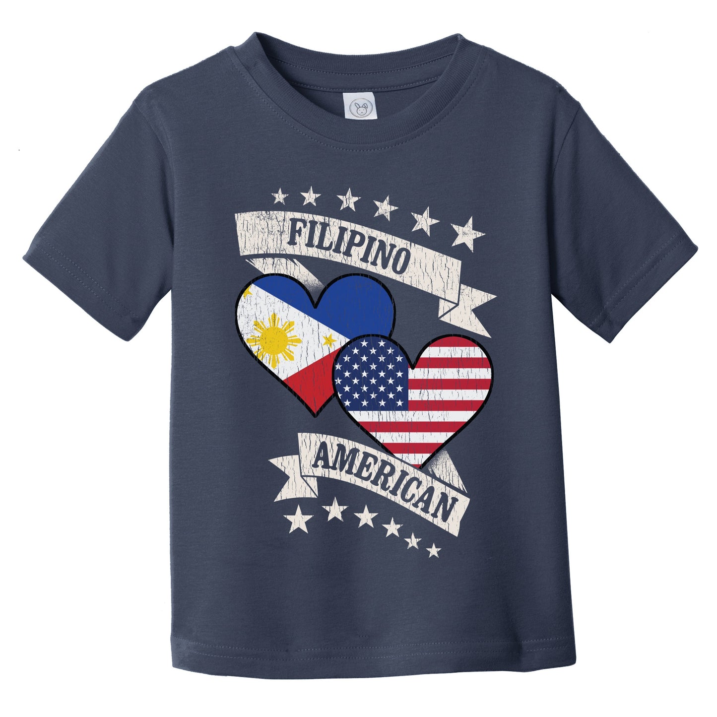 Filipino American Heart Flags Philippines America Infant Toddler T-Shirt