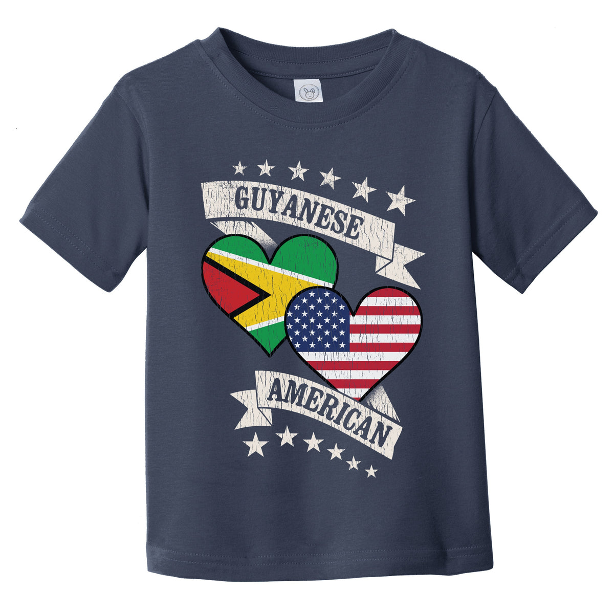 Guyanese American Heart Flags Guyana America Infant Toddler T-Shirt