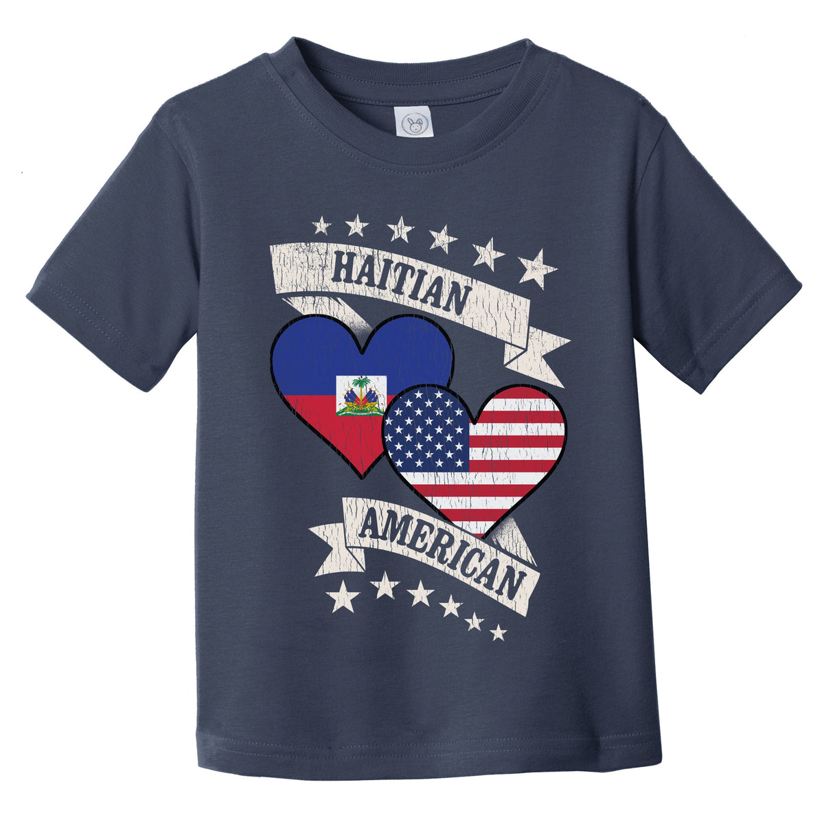 Haitian American Heart Flags Haiti America Infant Toddler T-Shirt