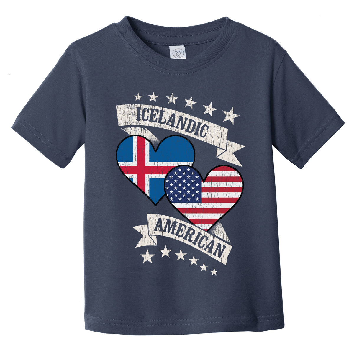 Icelandic American Heart Flags Iceland America Infant Toddler T-Shirt
