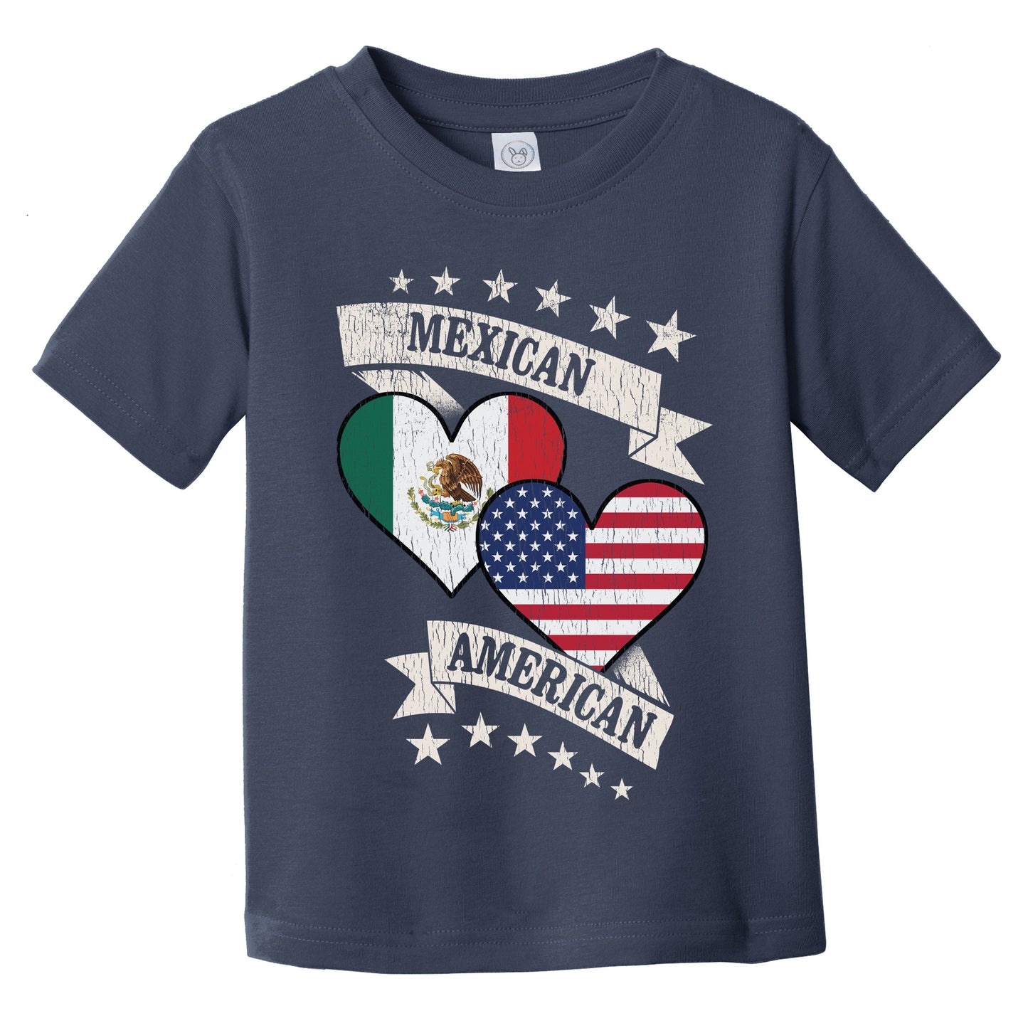 Mexican American Heart Flags Mexico America Infant Toddler T-Shirt