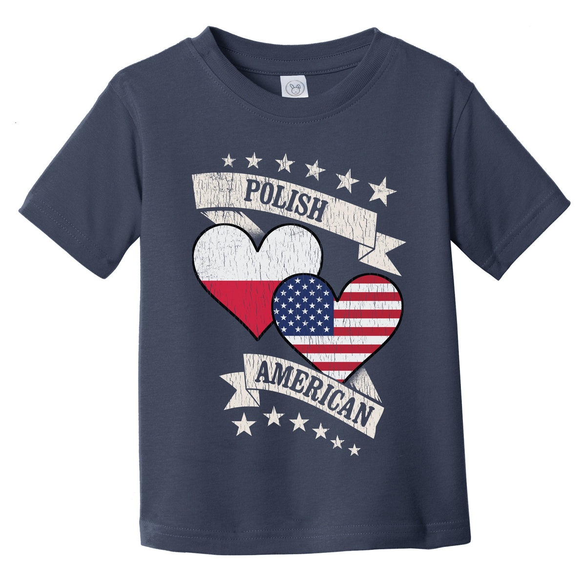 Polish American Heart Flags Poland America Infant Toddler T-Shirt