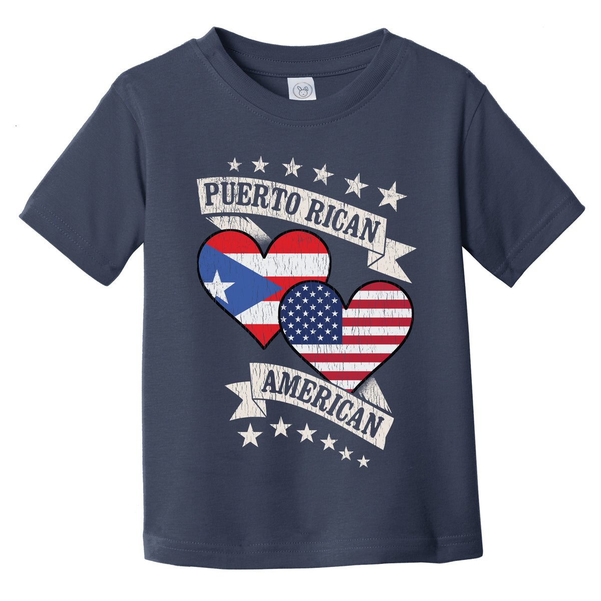 Puerto Rican American Heart Flags Puerto Rico America Infant Toddler T-Shirt
