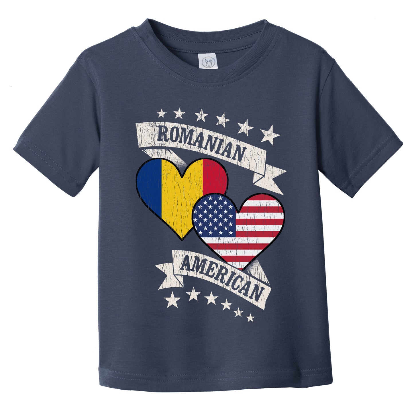 Romanian American Heart Flags Romania America Infant Toddler T-Shirt