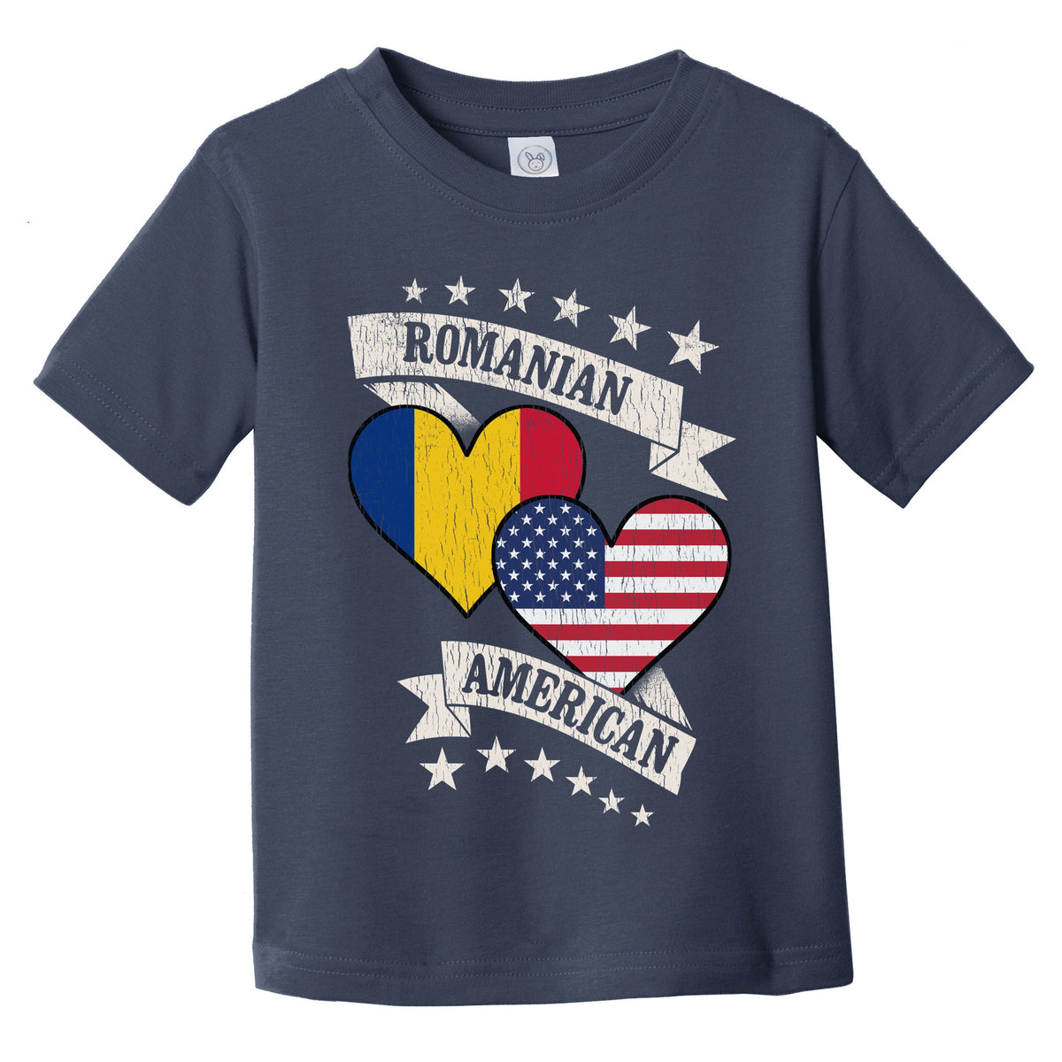 Romanian American Heart Flags Romania America Infant Toddler T-Shirt