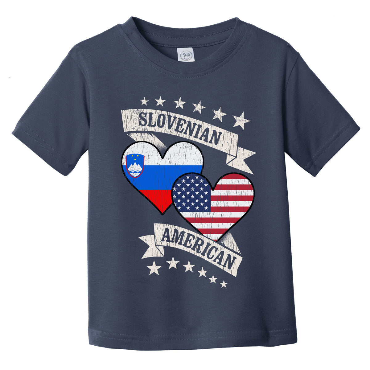 Slovenian American Heart Flags Slovenia America Infant Toddler T-Shirt