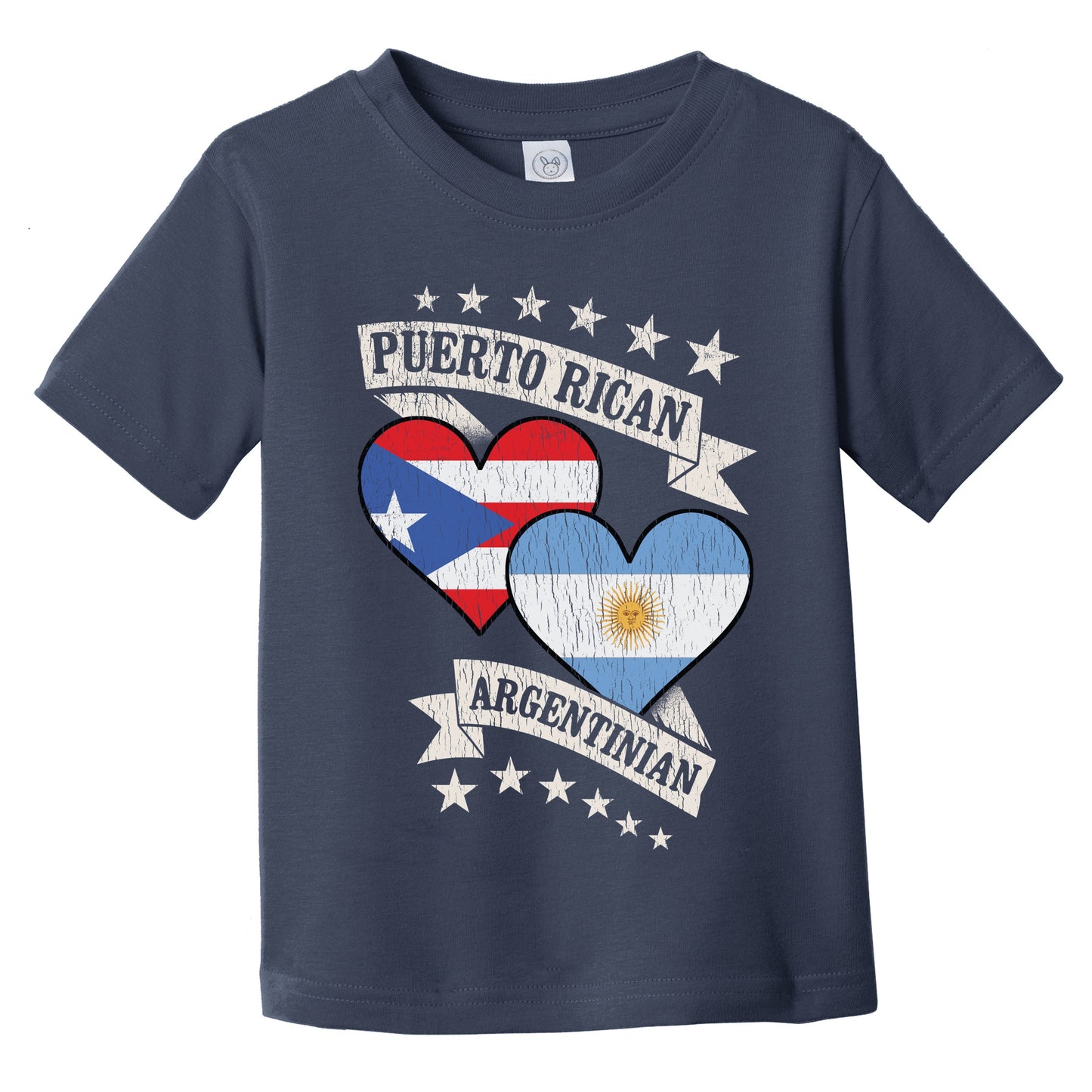 Puerto Rican Argentinian Heart Flags Puerto Rico Argentina Infant Toddler T-Shirt