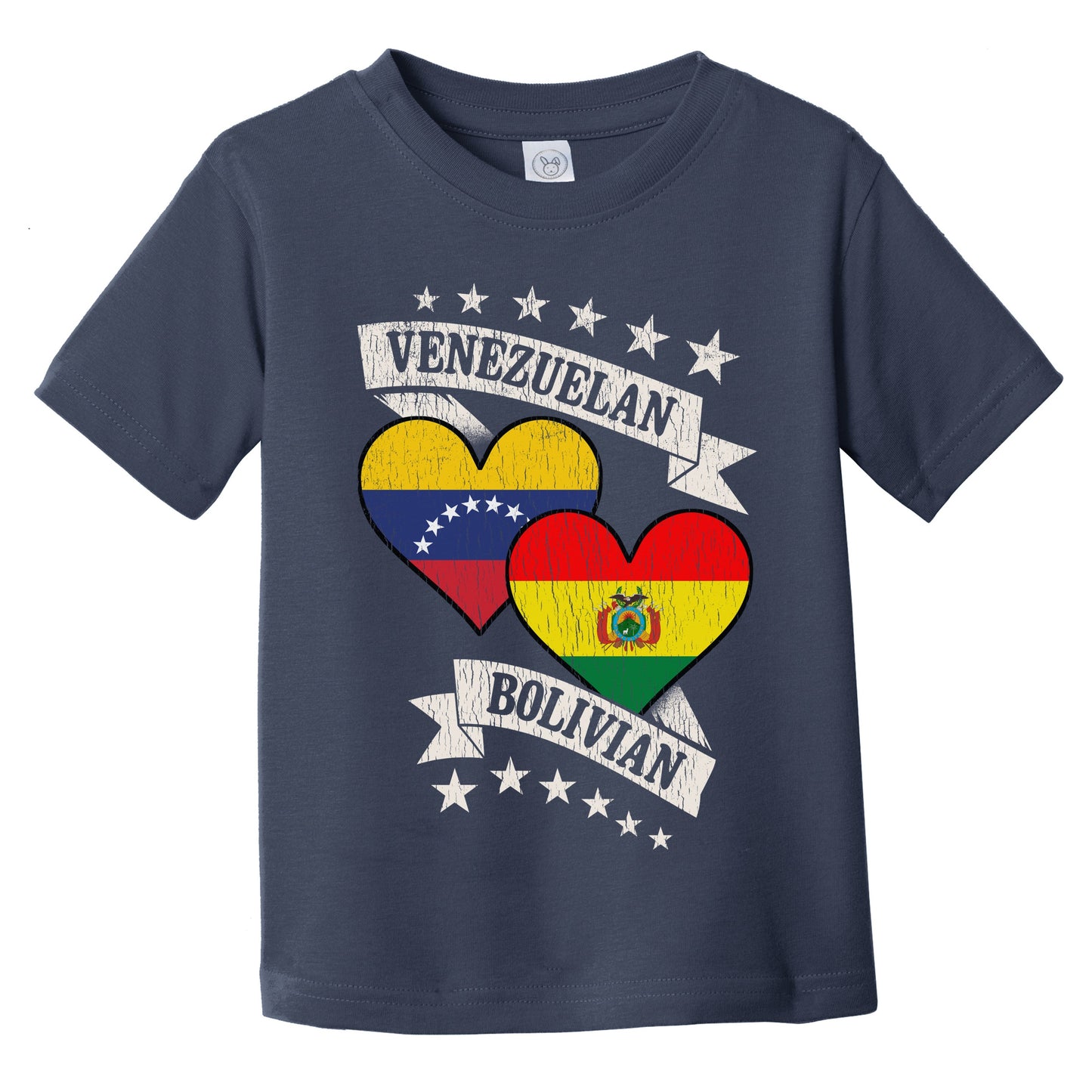 Venezuelan Bolivian Heart Flags Venezuela Bolivia Infant Toddler T-Shirt