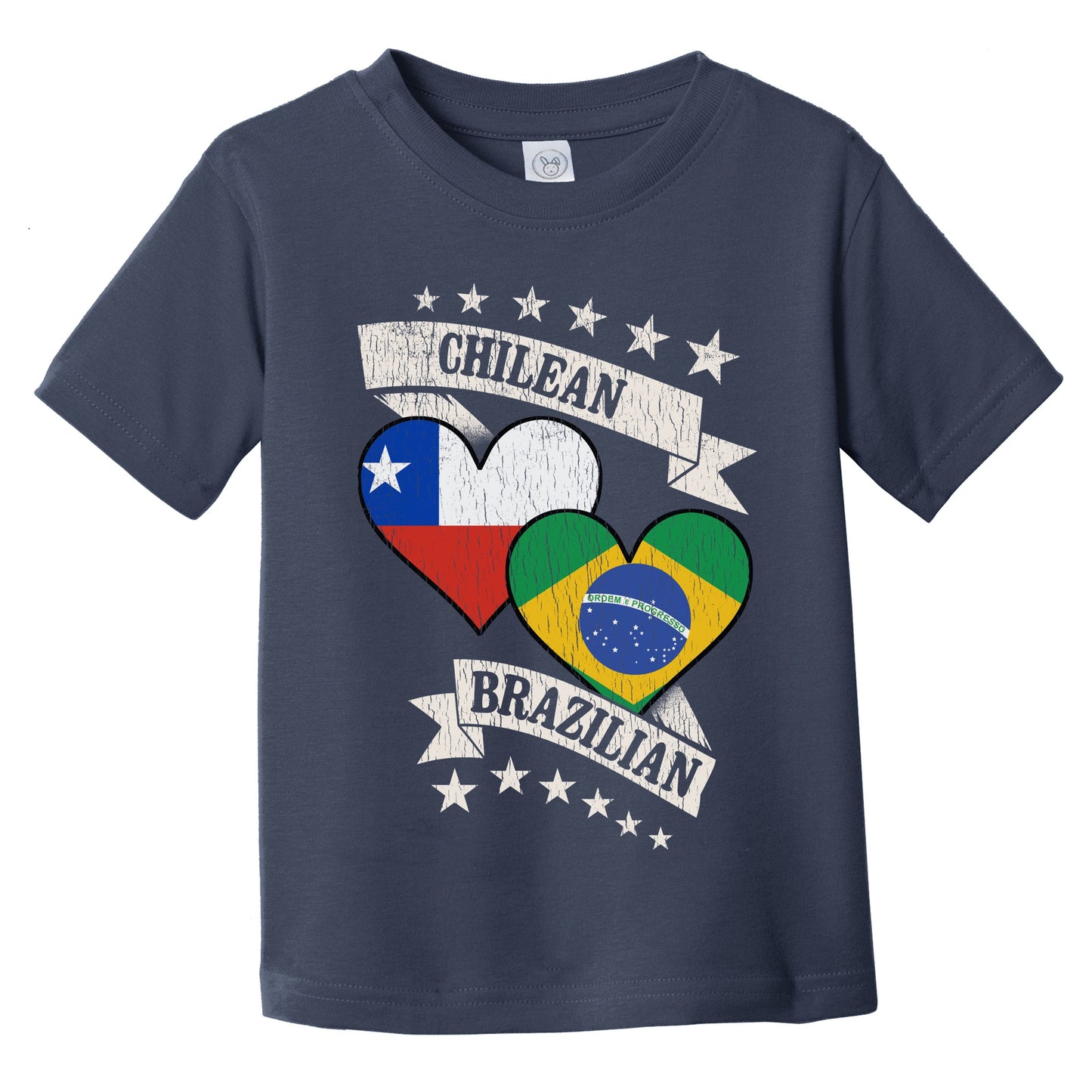 Chilean Brazilian Heart Flags Chile Brazil Infant Toddler T-Shirt