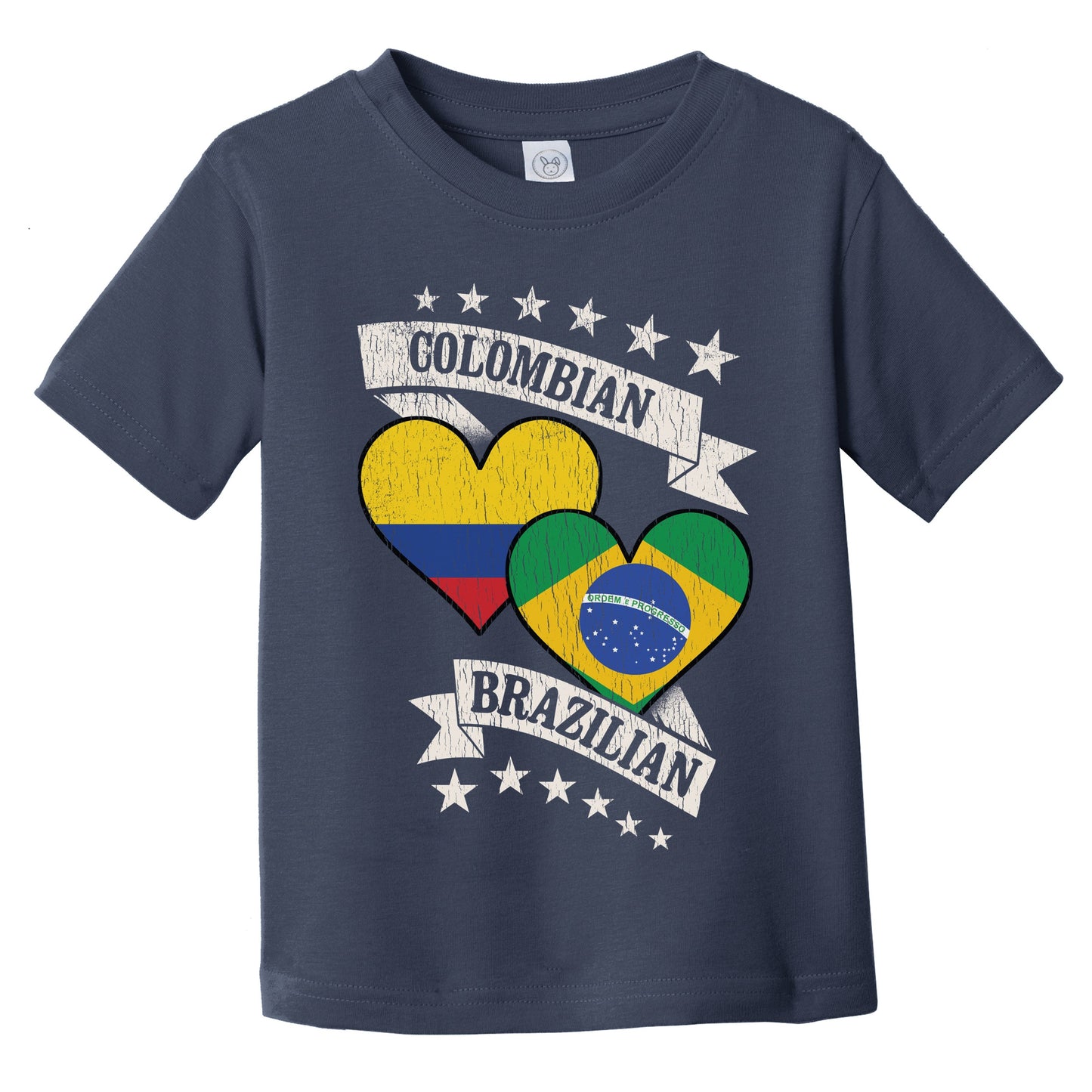 Colombian Brazilian Heart Flags Colombia Brazil Infant Toddler T-Shirt