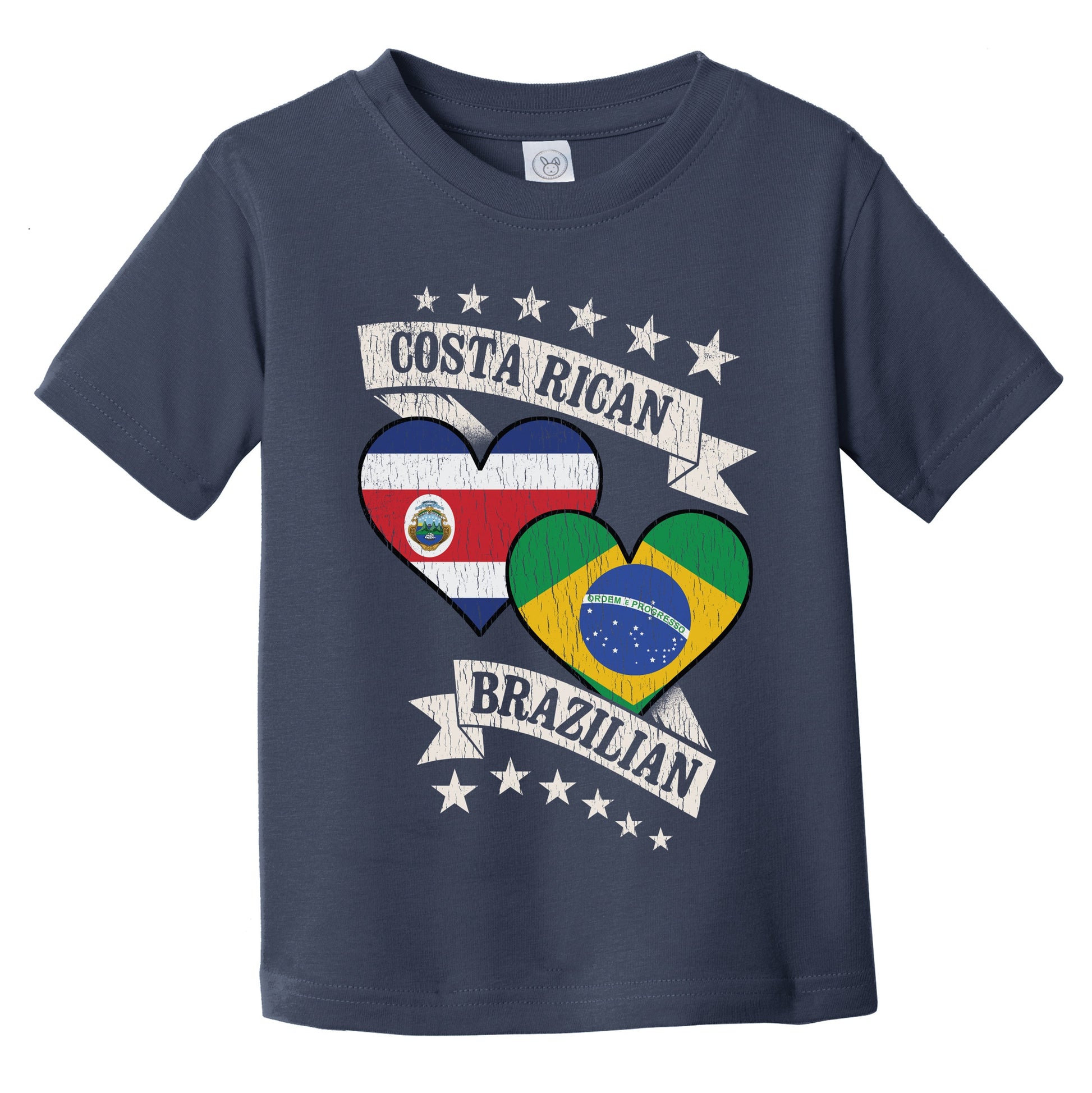 Costa Rican Brazilian Heart Flags Costa Rica Brazil Infant Toddler T-Shirt