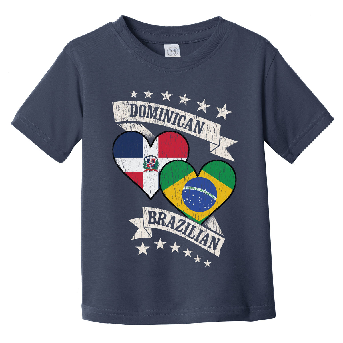 Dominican Brazilian Heart Flags Dominican Republic Brazil Infant Toddler T-Shirt