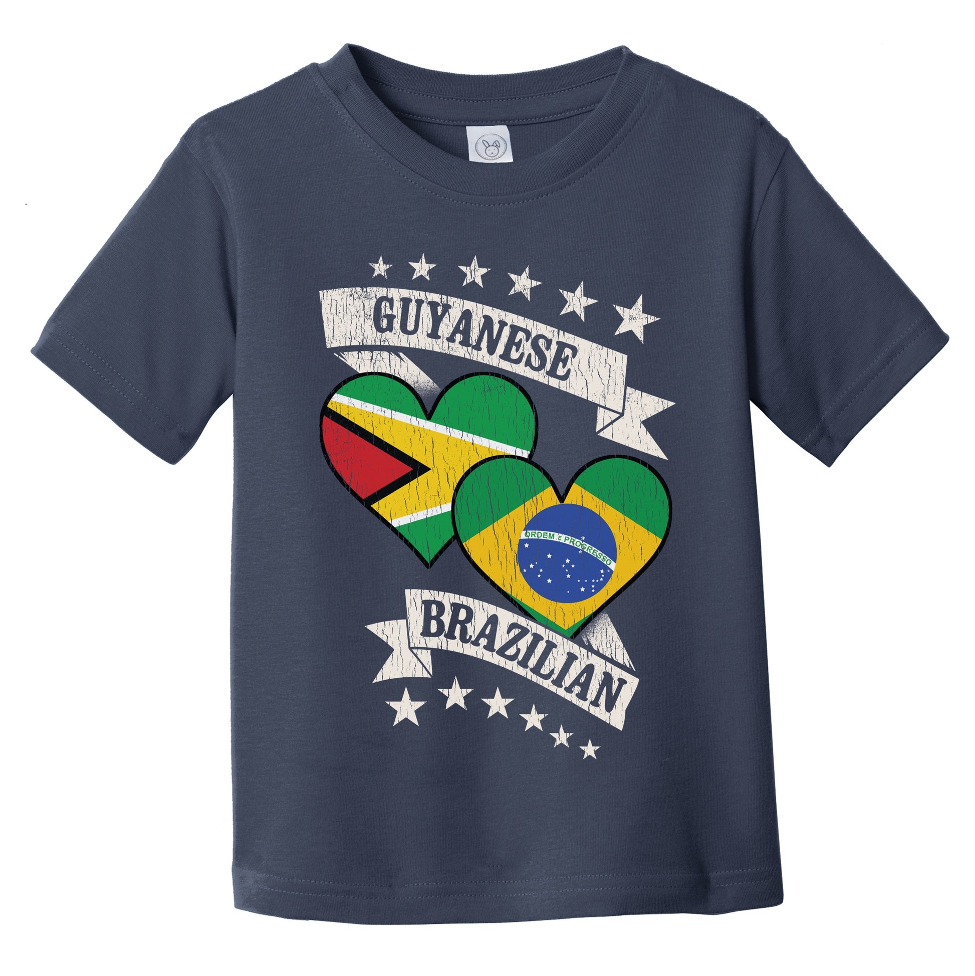 Guyanese Brazilian Heart Flags Guyana Brazil Infant Toddler T-Shirt