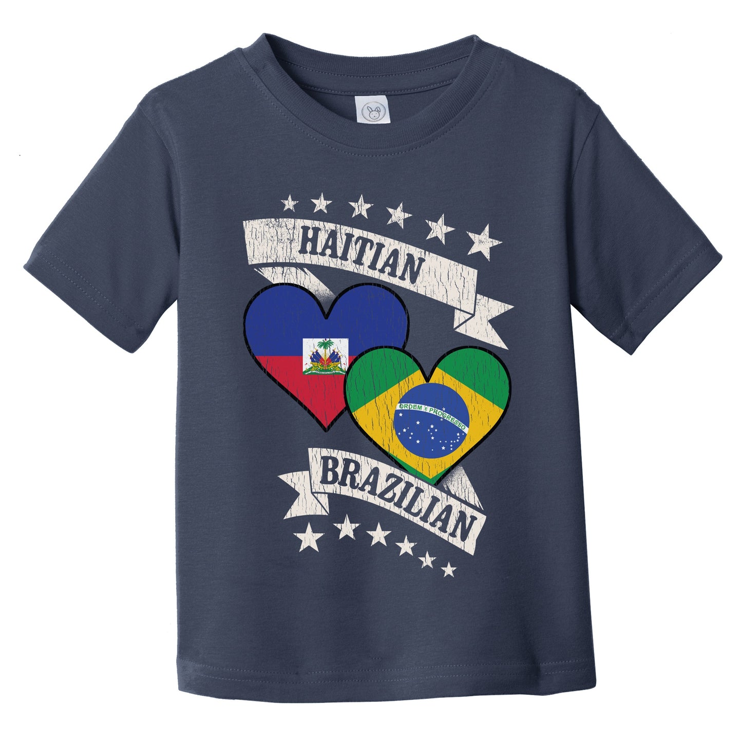 Haitian Brazilian Heart Flags Haiti Brazil Infant Toddler T-Shirt