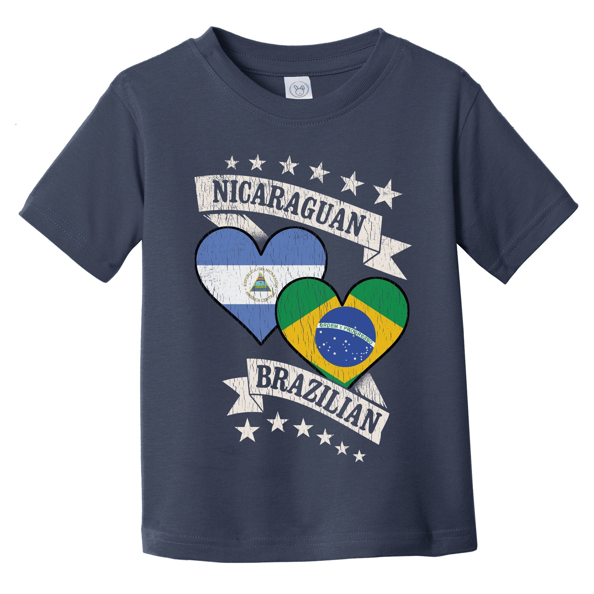 Nicaraguan Brazilian Heart Flags Nicaragua Brazil Infant Toddler T-Shirt