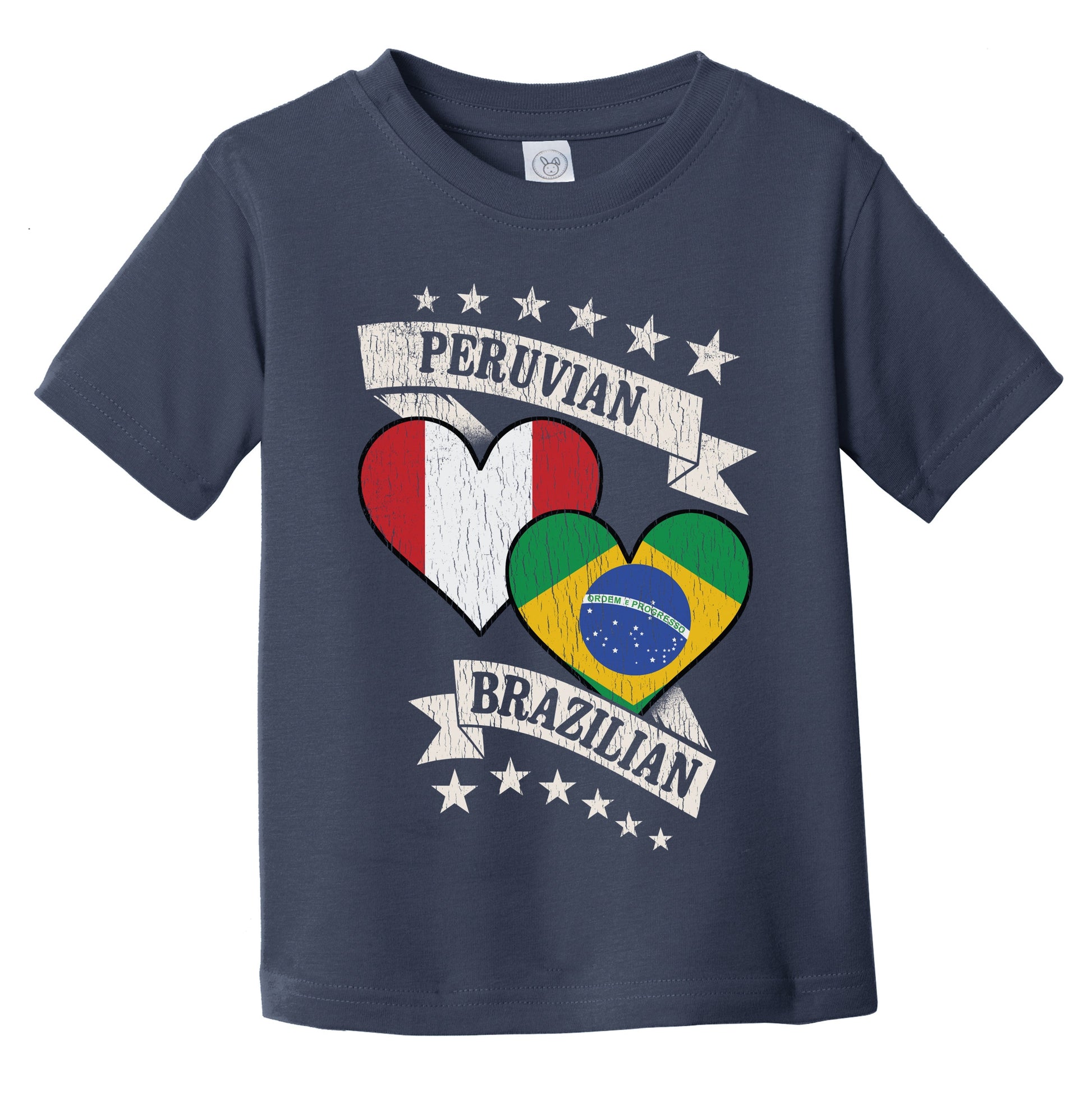 Peruvian Brazilian Heart Flags Peru Brazil Infant Toddler T-Shirt