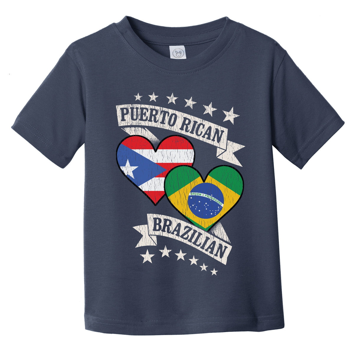 Puerto Rican Brazilian Heart Flags Puerto Rico Brazil Infant Toddler T-Shirt