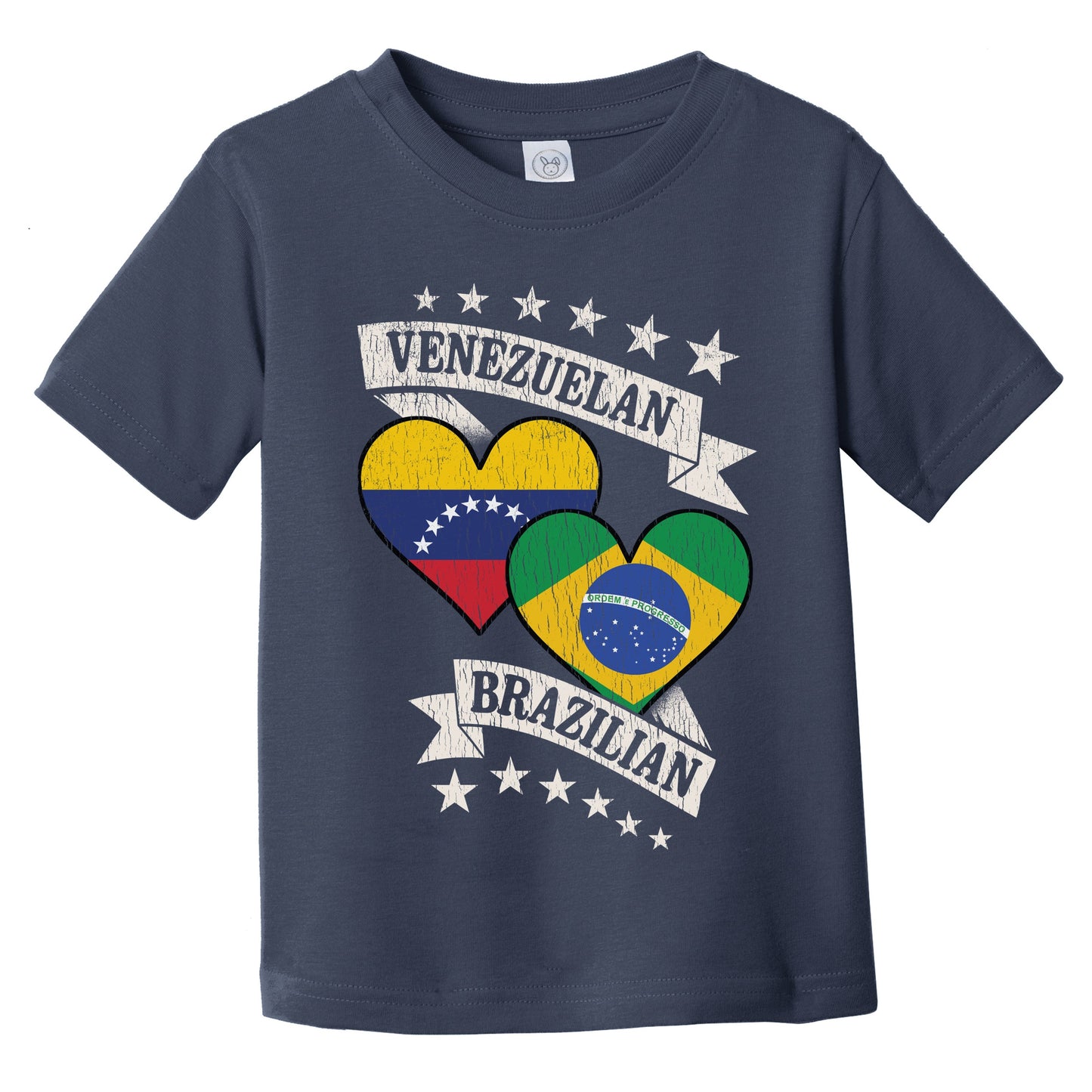 Venezuelan Brazilian Heart Flags Venezuela Brazil Infant Toddler T-Shirt