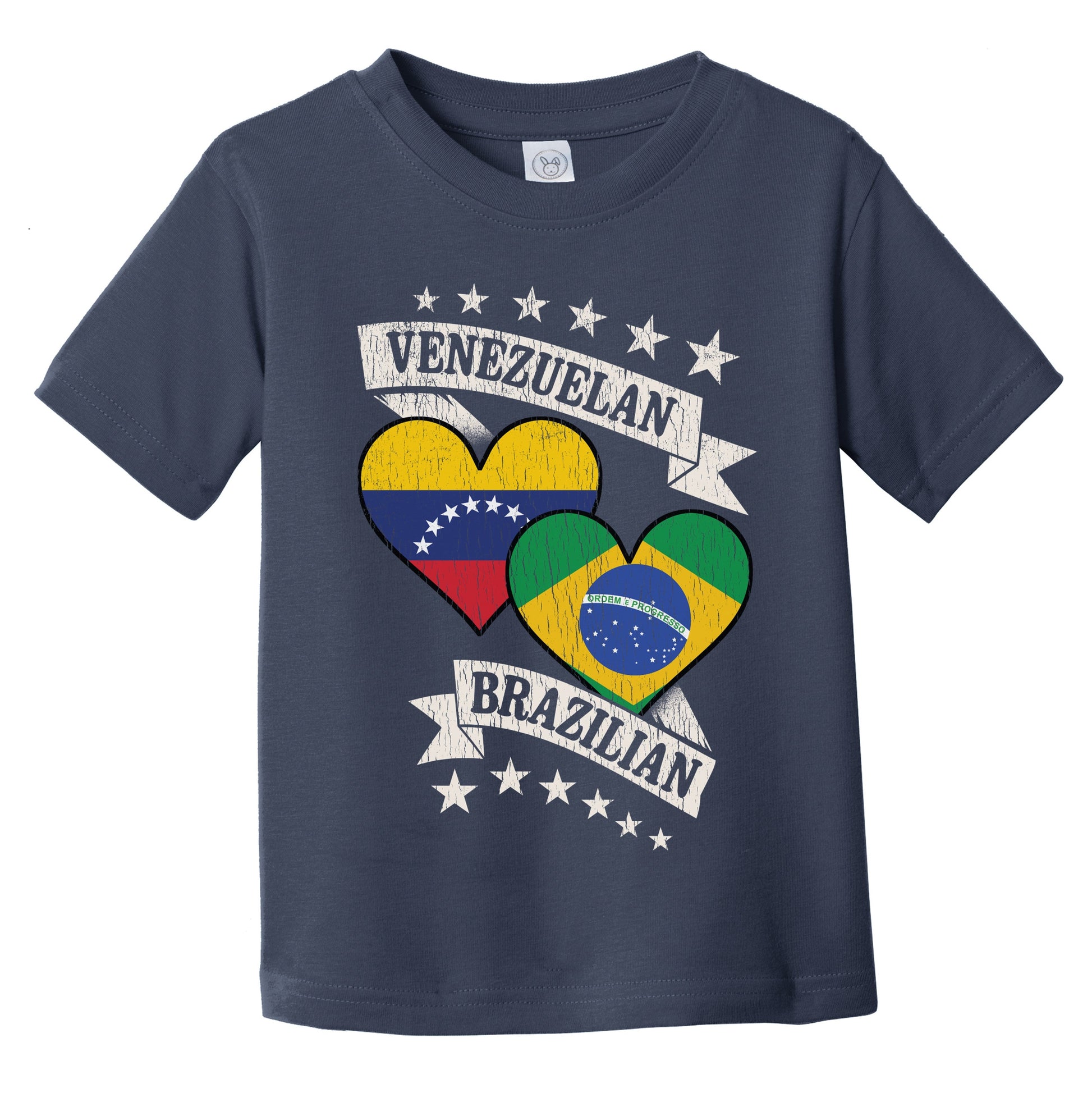 Venezuelan Brazilian Heart Flags Venezuela Brazil Infant Toddler T-Shirt