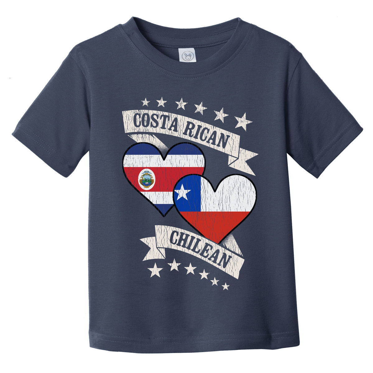 Costa Rican Chilean Heart Flags Costa Rica Chile Infant Toddler T-Shirt
