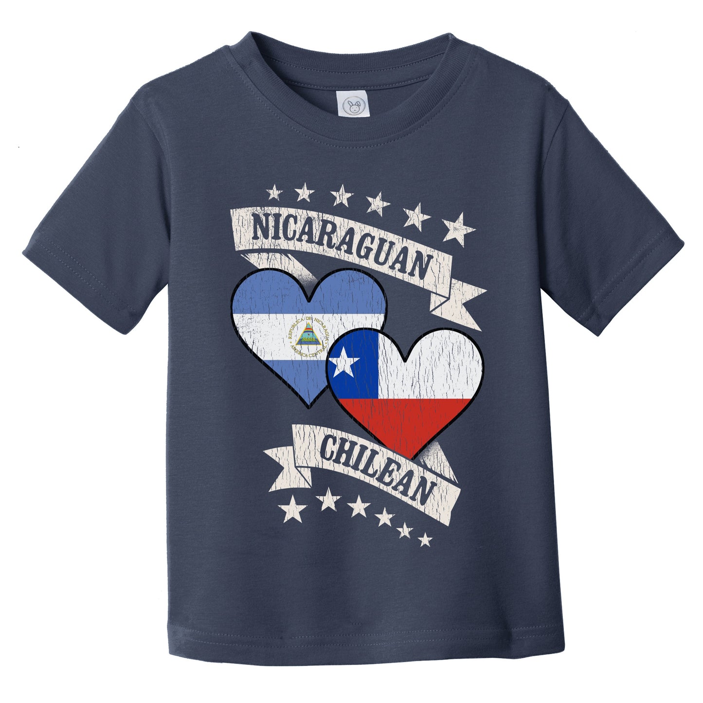 Nicaraguan Chilean Heart Flags Nicaragua Chile Infant Toddler T-Shirt