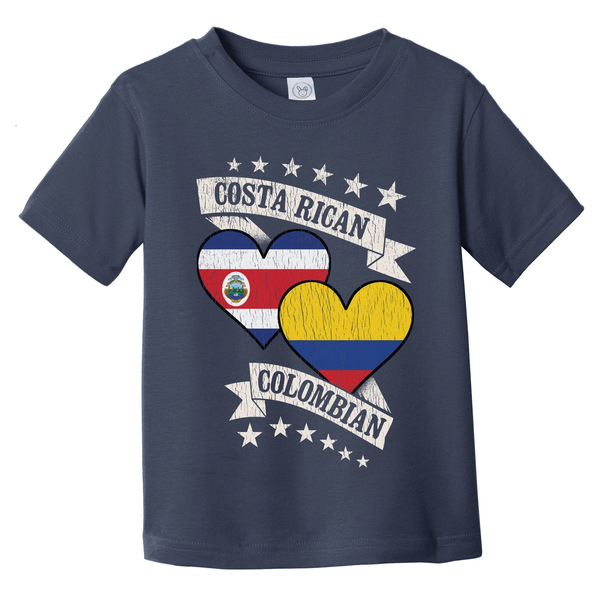 Costa Rican Colombian Heart Flags Costa Rica Colombia Infant Toddler T-Shirt